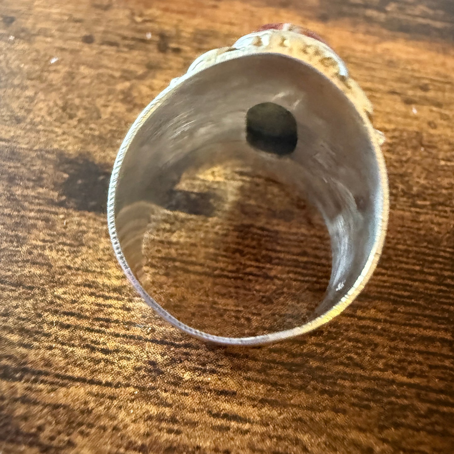 Natural Oyster Turquoise Gemstone Sterling Silver Cuff Ring Size 8