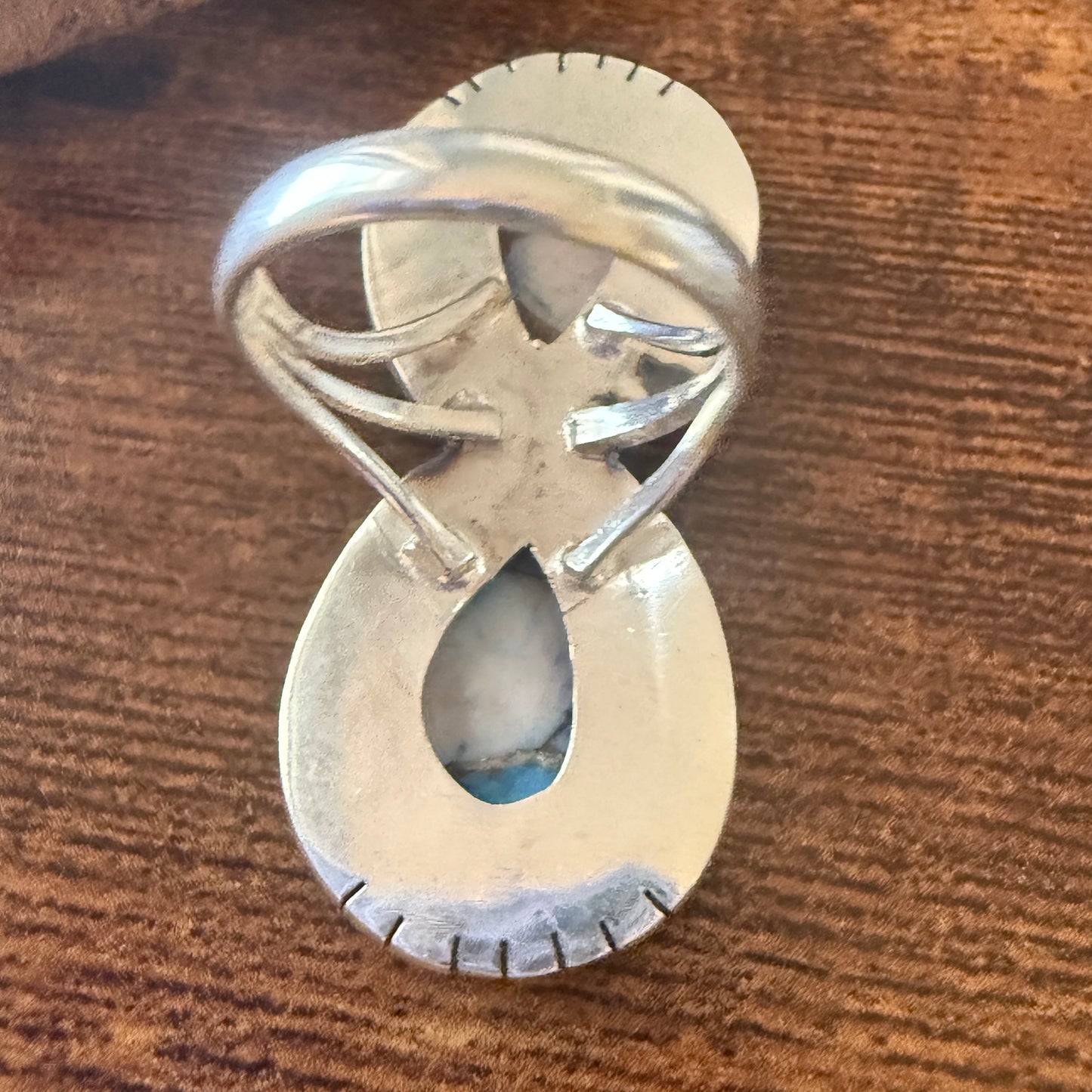 Purple Dahlia Turquoise Ring 925 Sterling Silver Handmade Size 7.5