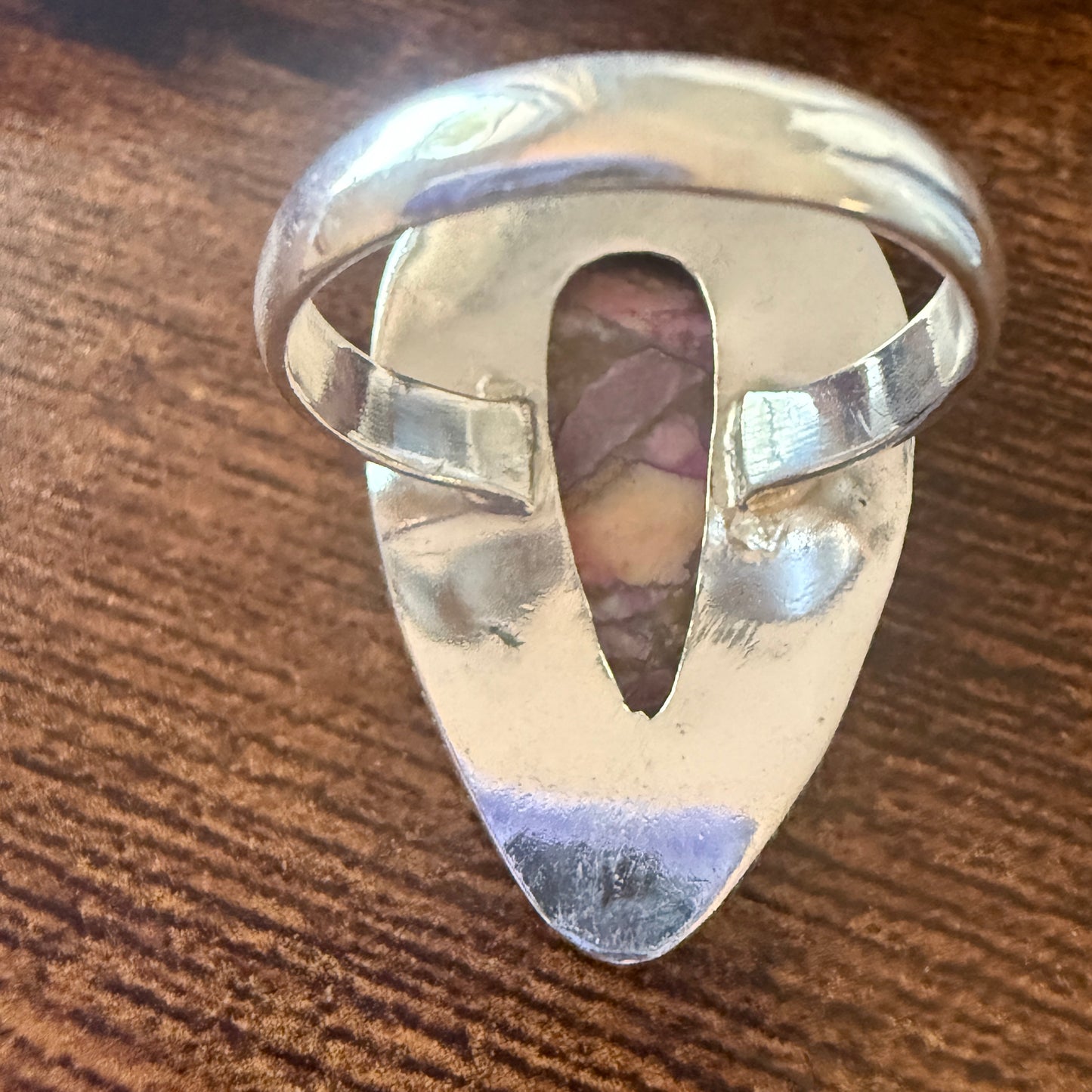 Pink Oyster Turquoise Gemstone Ring 925 Sterling Silver Handmade Size 8