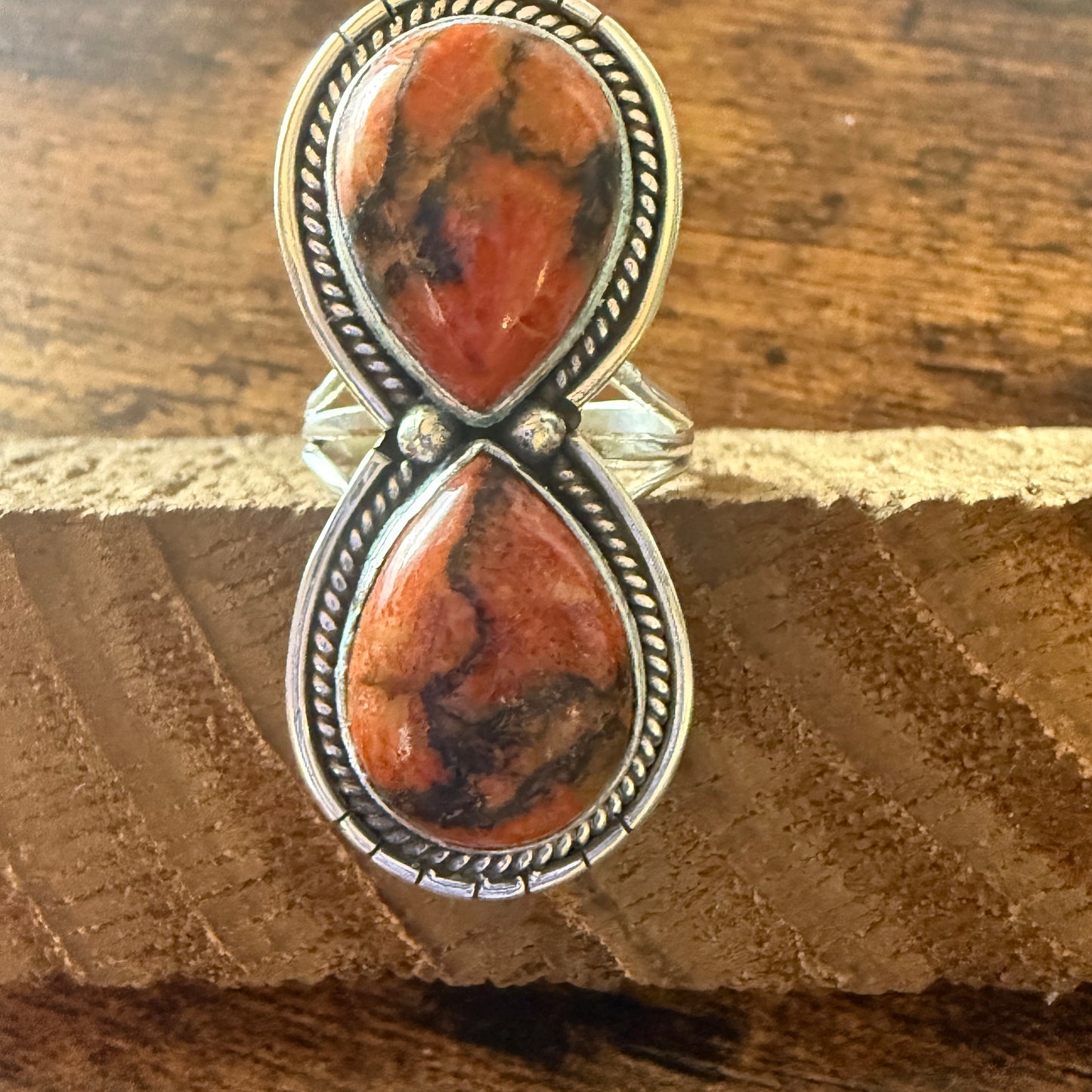 Oyster Copper Turquoise Ring 925 Sterling Silver Handmade Jewelry Size 9