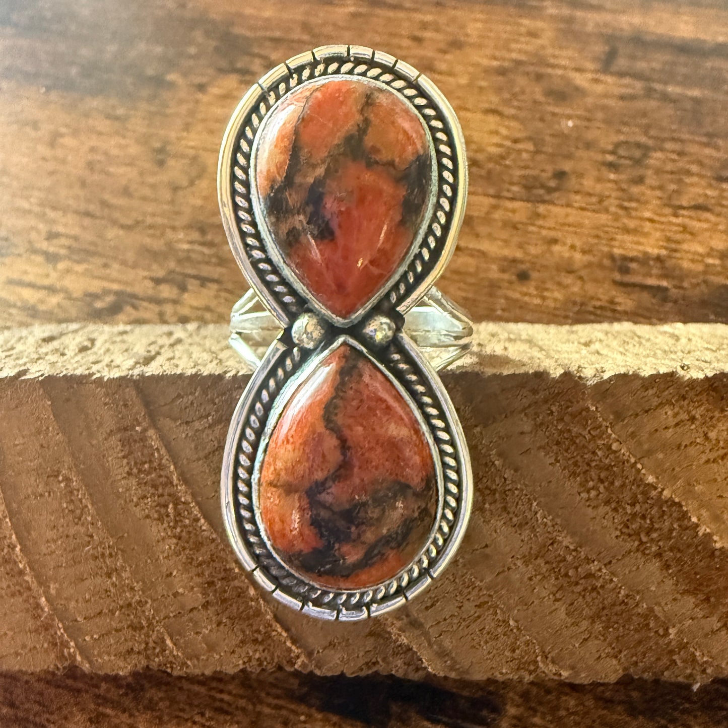 Oyster Copper Turquoise Ring 925 Sterling Silver Handmade Jewelry Size 9