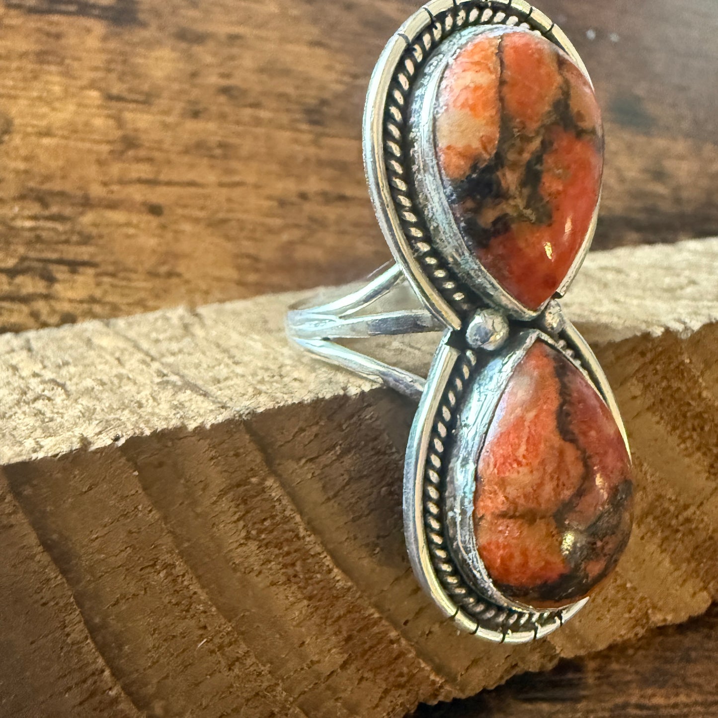 Oyster Copper Turquoise Ring 925 Sterling Silver Handmade Jewelry Size 9