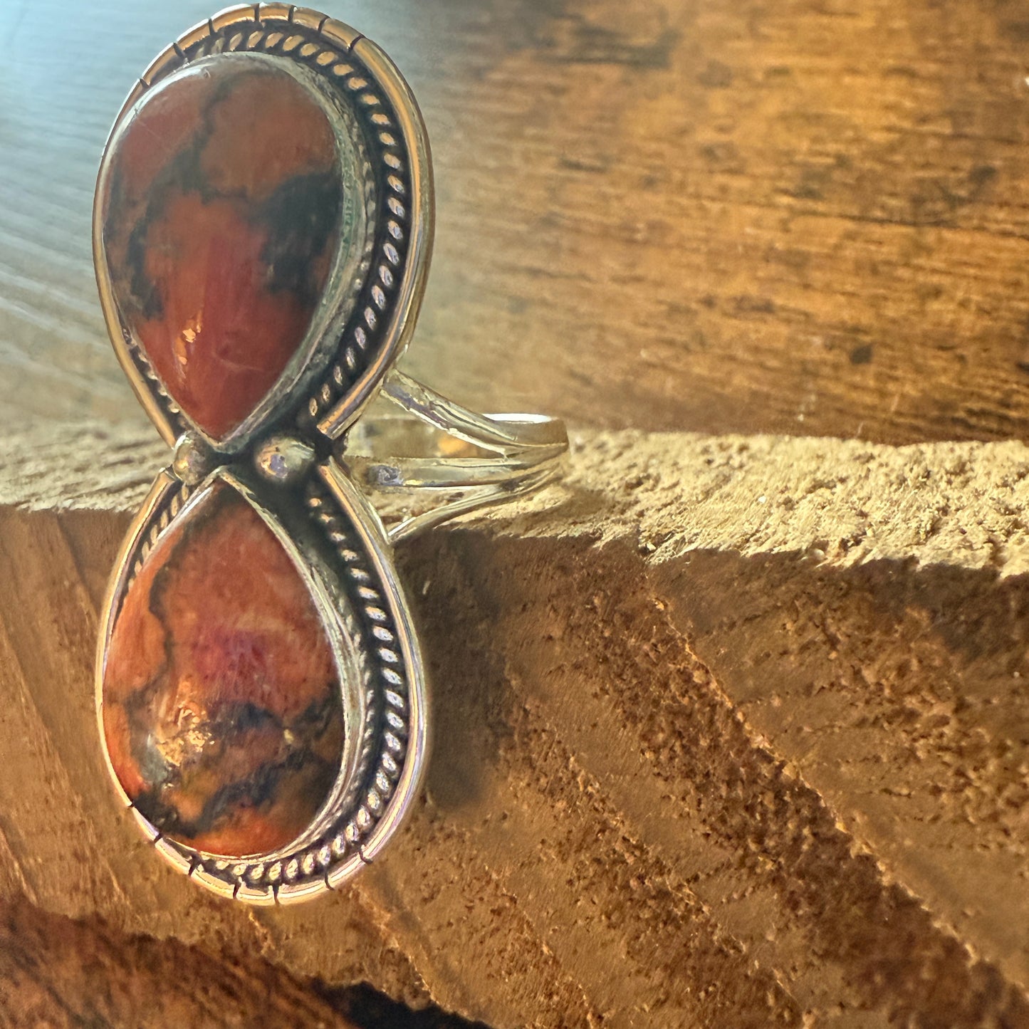 Oyster Copper Turquoise Ring 925 Sterling Silver Handmade Jewelry Size 9
