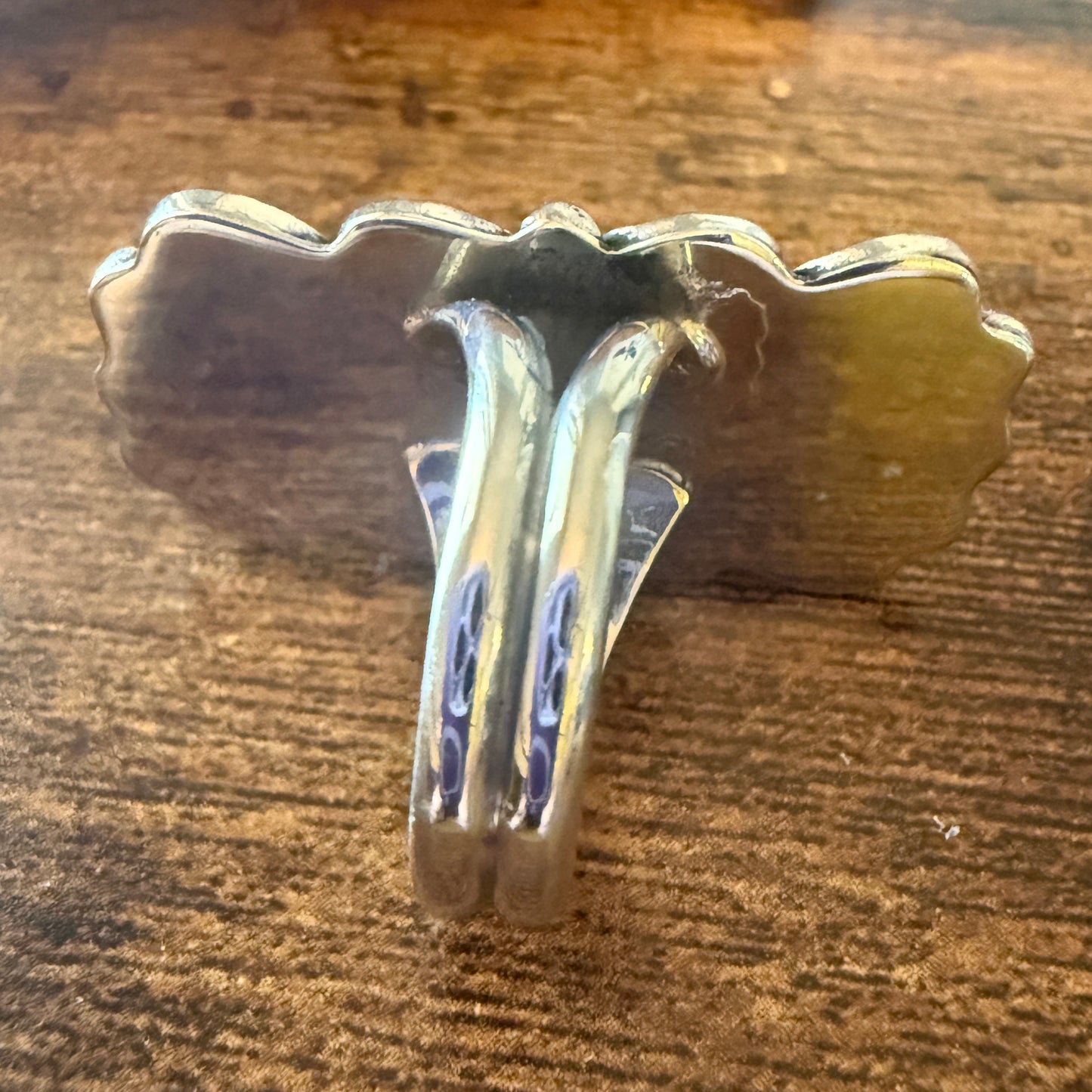 Native American Nickel Silver Howlite Cuff Ring Size 9.5, Signed Cleveland