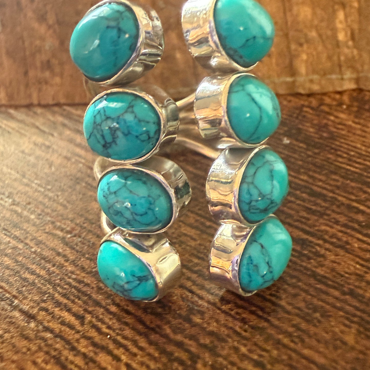 Natural Turquoise Statement Cuff Ring Handmade 925 Sterling Silver Size 7