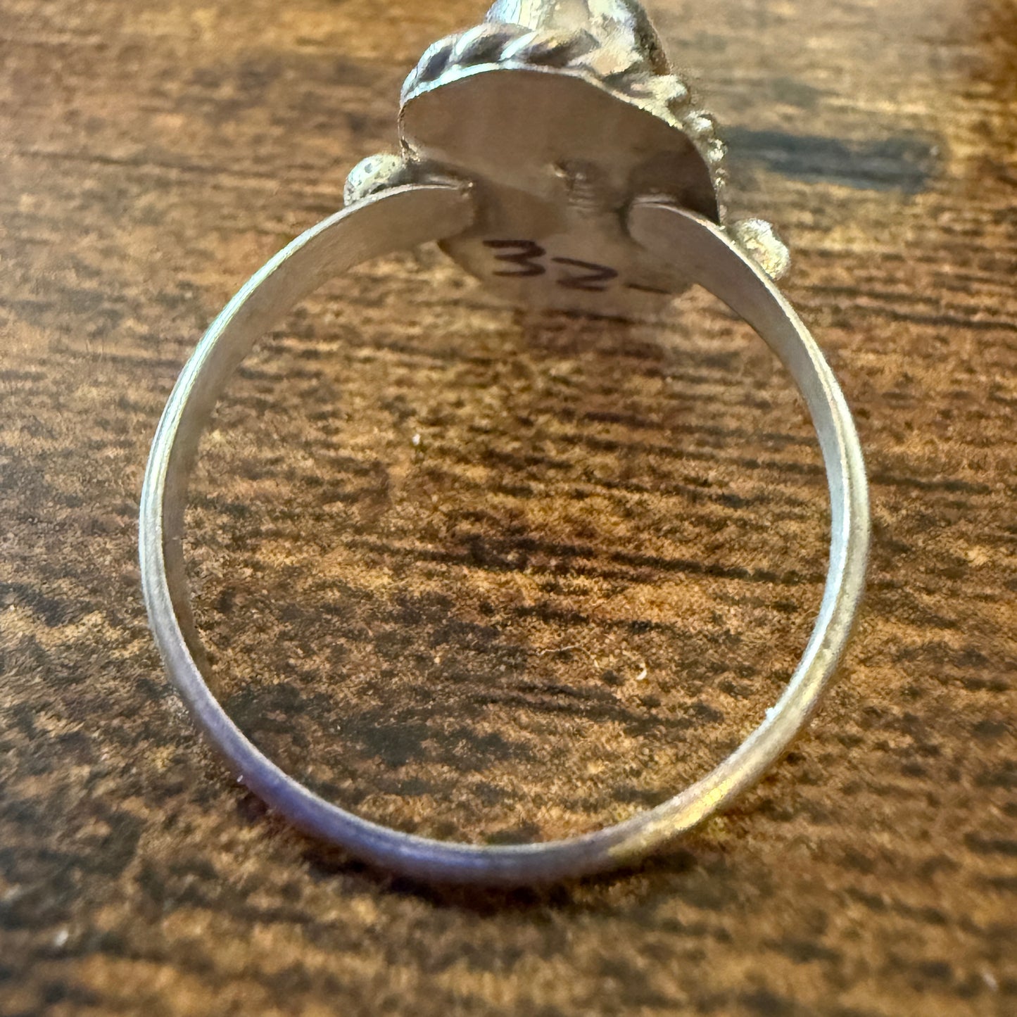 White Buffalo Turquoise Ring Sterling Navajo Handmade Size Seven Point Five