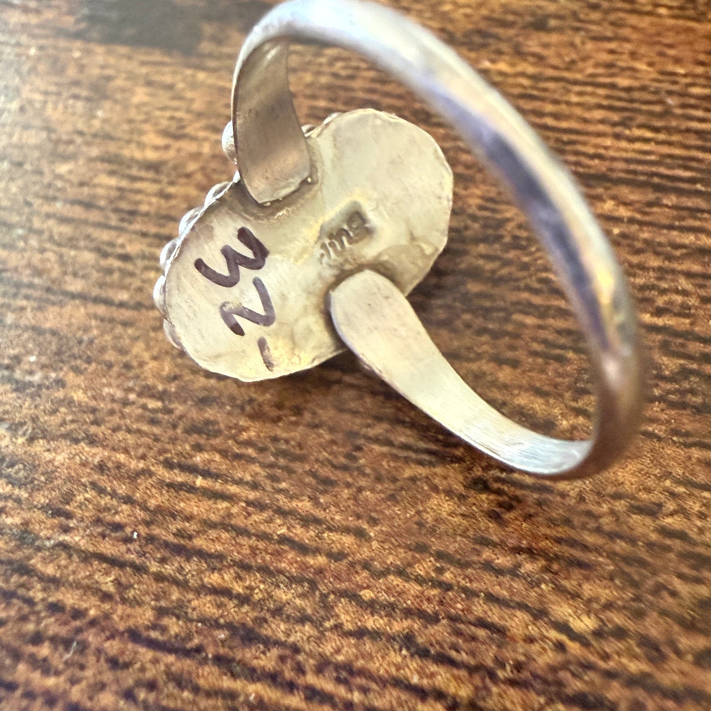 White Buffalo Turquoise Ring Sterling Navajo Handmade Size Seven Point Five