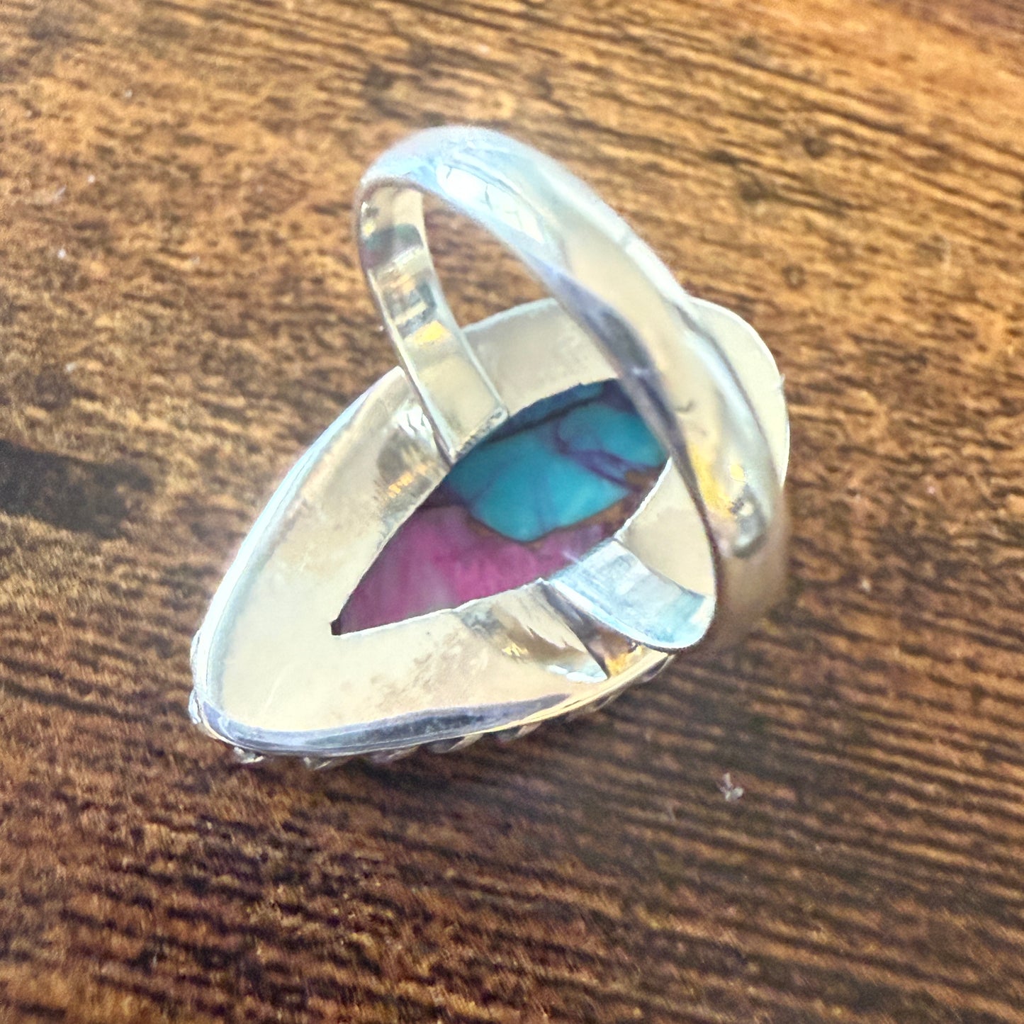 Dahlia Copper Turquoise 925 Sterling Silver Boho Ring For Women Size 7 US