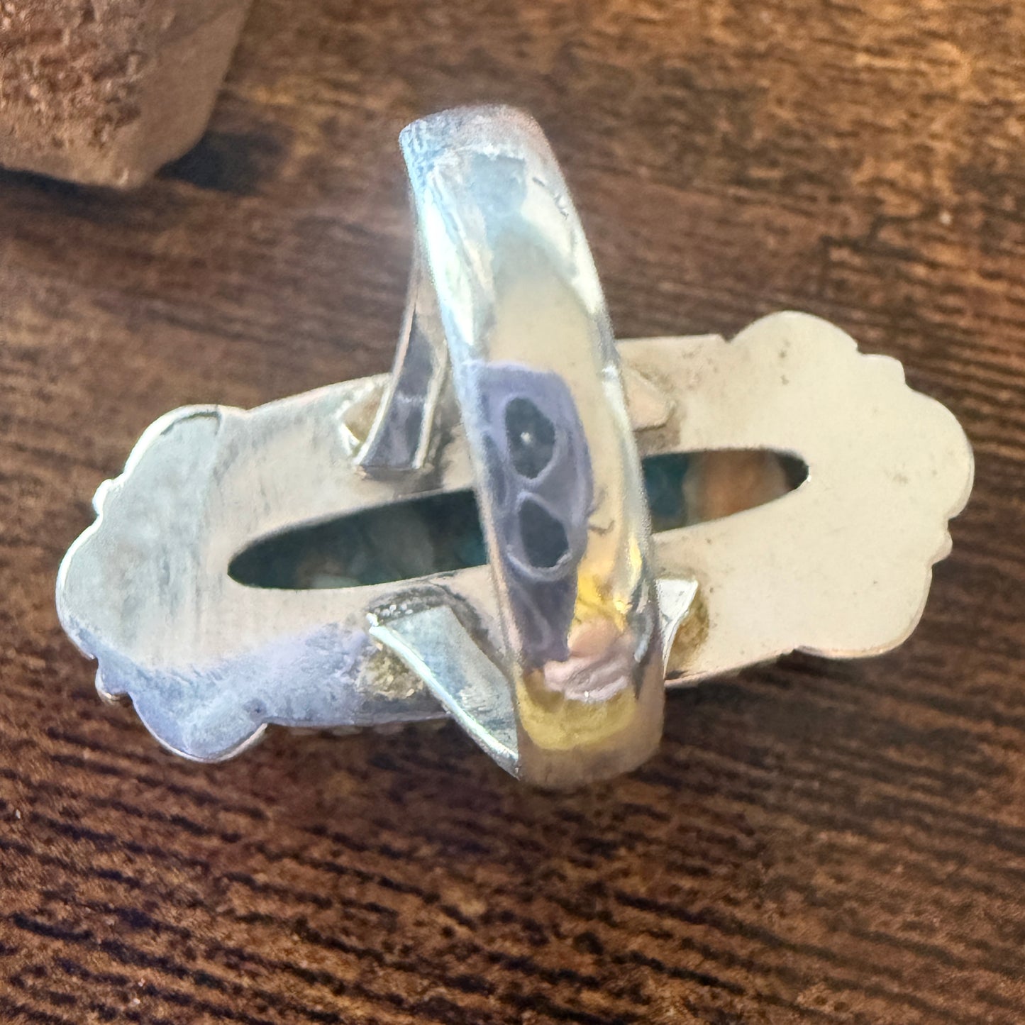 Handmade Oyster Turquoise Statement Cuff Ring Sterling Silver Size 8