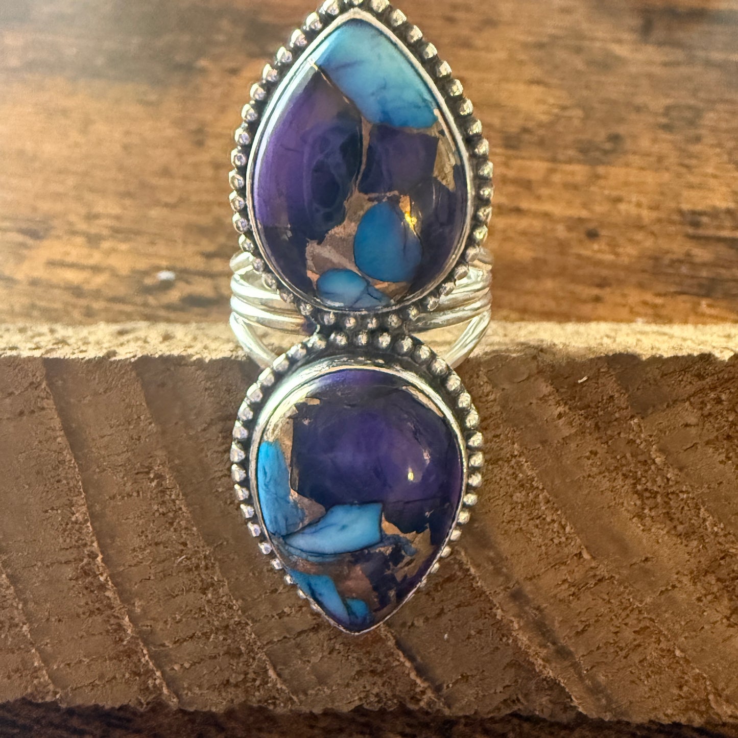 Purple Dahlia Turquoise Ring 925 Sterling Silver Handmade Jewelry Size 6.5