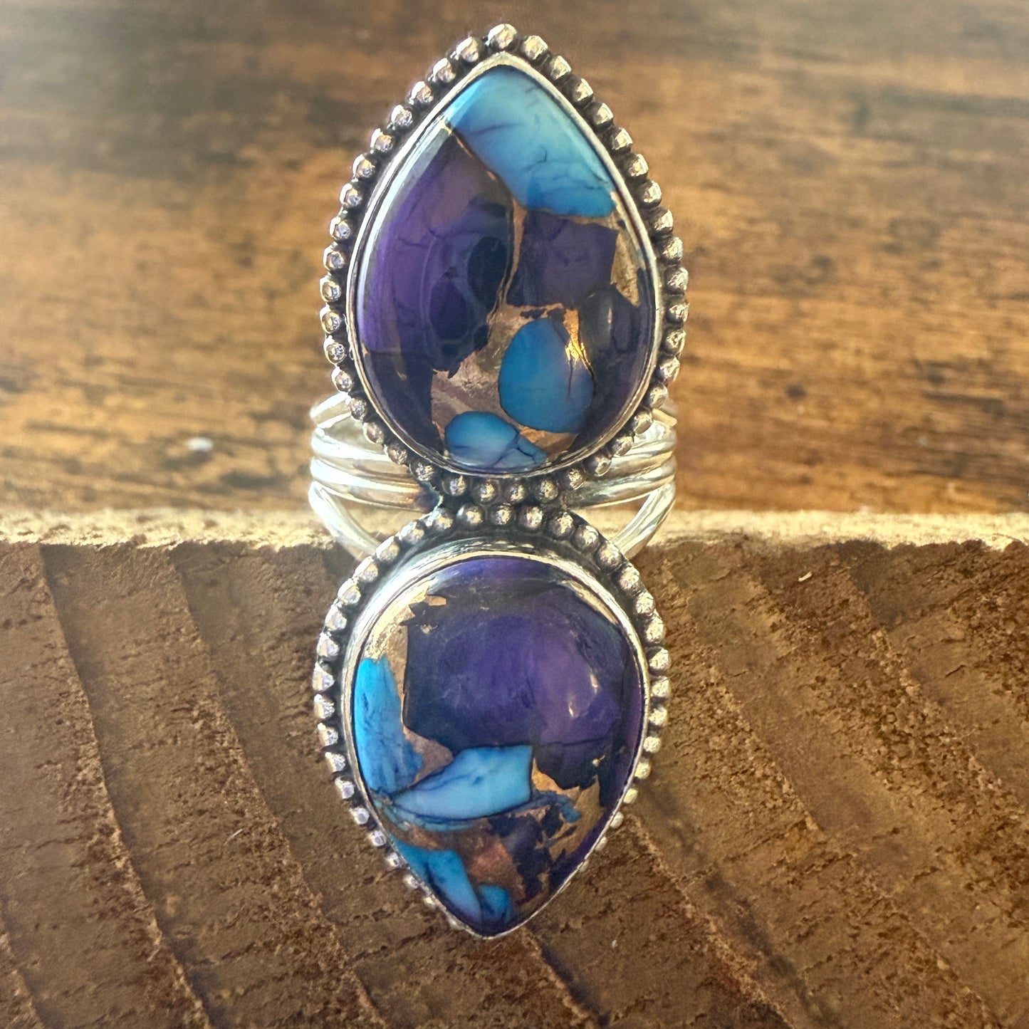 Purple Dahlia Turquoise Ring 925 Sterling Silver Handmade Jewelry Size 6.5