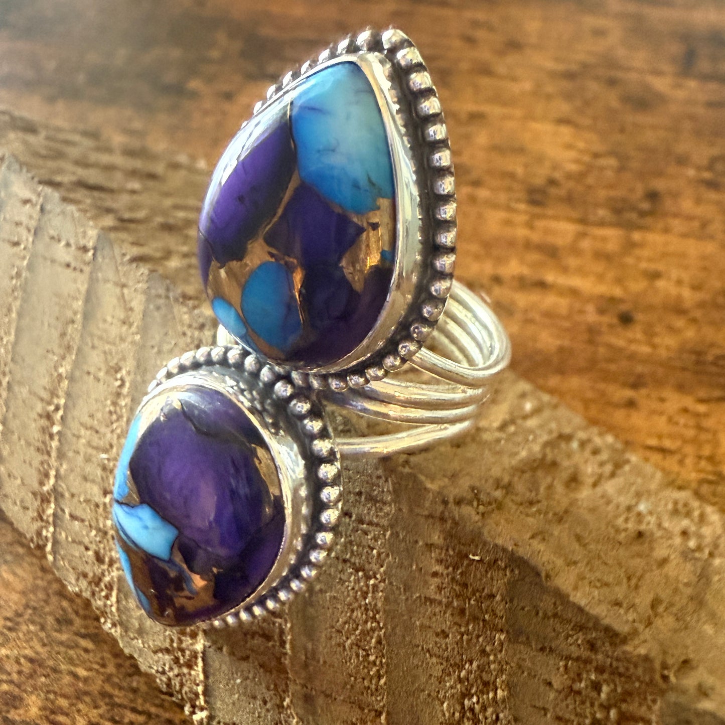Purple Dahlia Turquoise Ring 925 Sterling Silver Handmade Jewelry Size 6.5