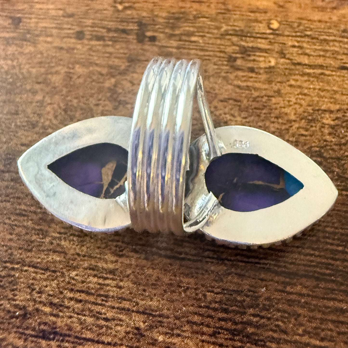 Purple Dahlia Turquoise Ring 925 Sterling Silver Handmade Jewelry Size 6.5