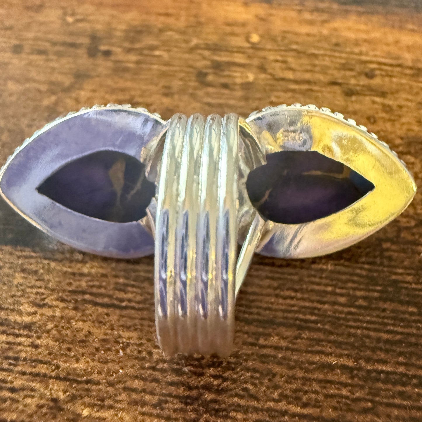 Purple Dahlia Turquoise Ring 925 Sterling Silver Handmade Jewelry Size 6.5