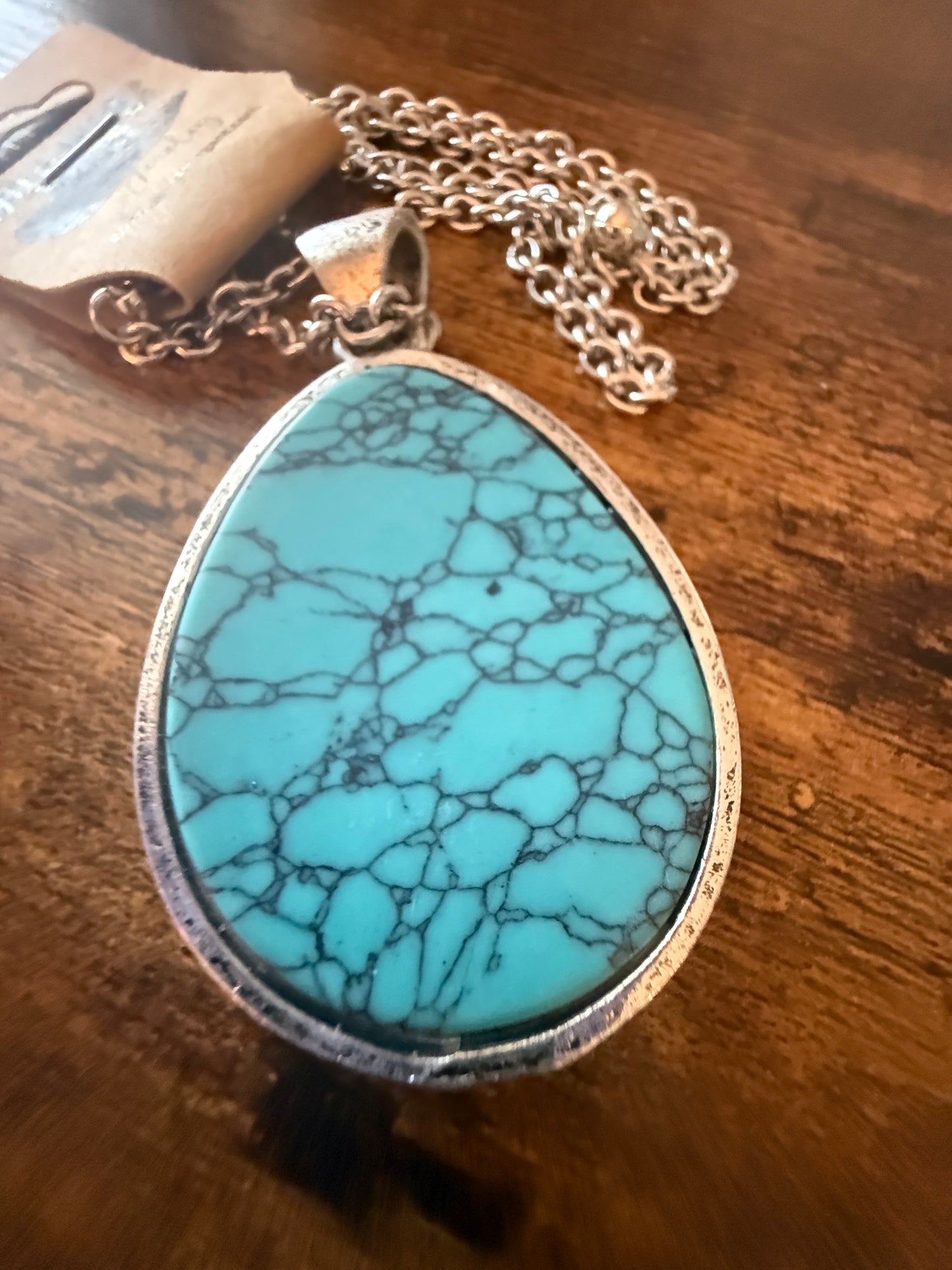 SouthWestern Turquoise Hat and Boot Teardrop Pendant Necklace