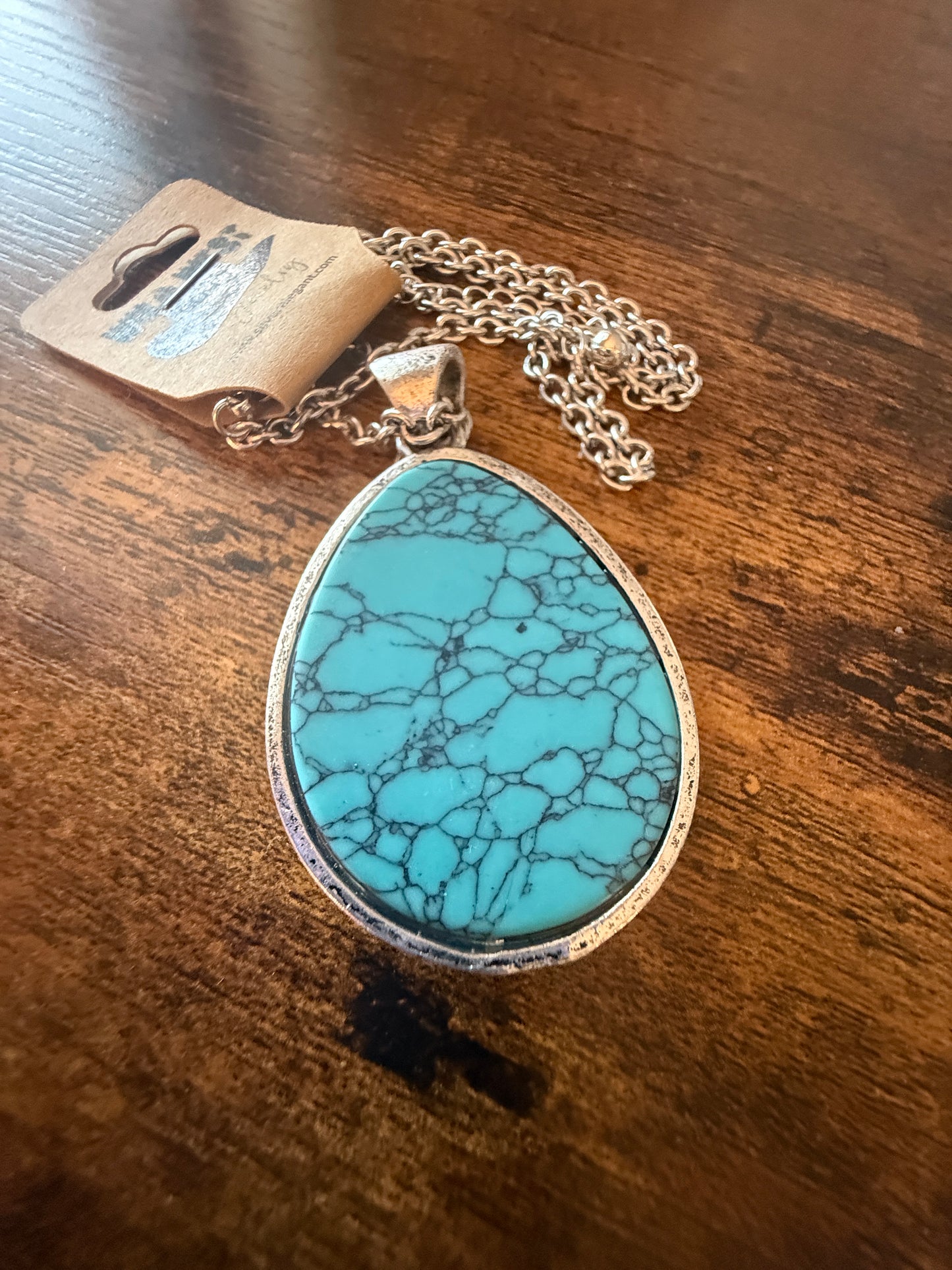 SouthWestern Turquoise Hat and Boot Teardrop Pendant Necklace