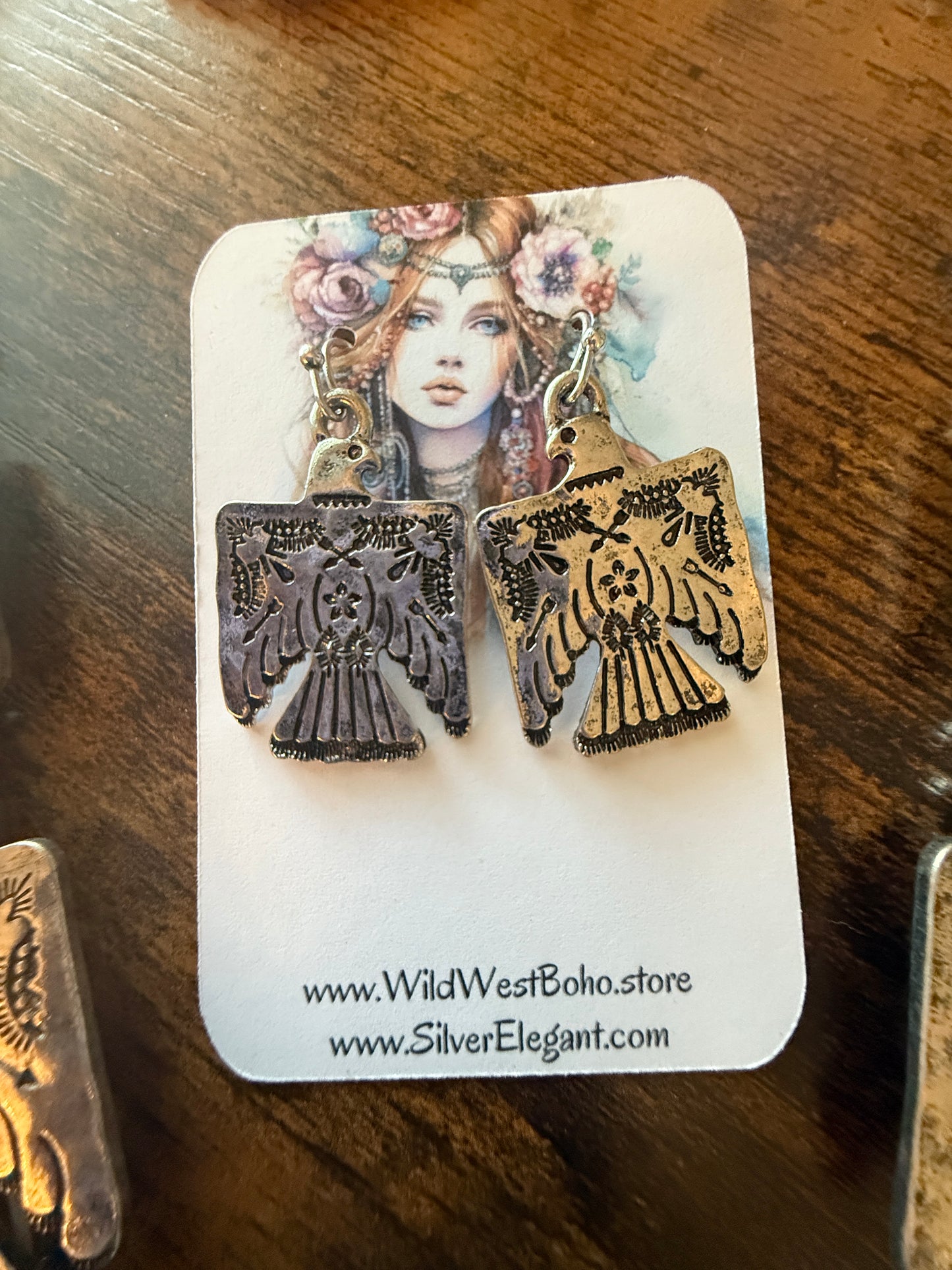 Thunderbird Multi Charm Western Necklace With Layered Charms and Earring Set