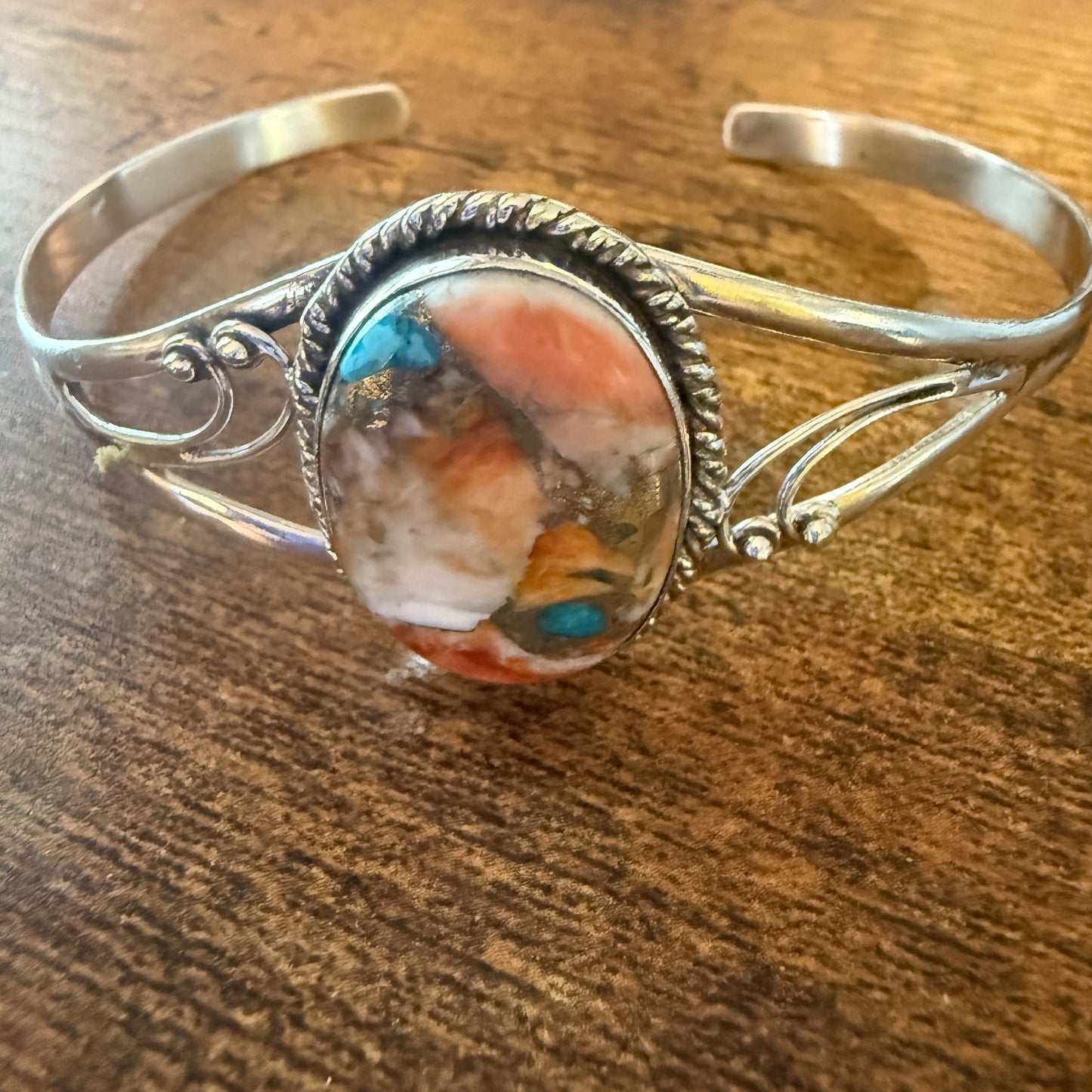 Sterling Silver Spiny Oyster Dahlia Bracelet Handcrafted