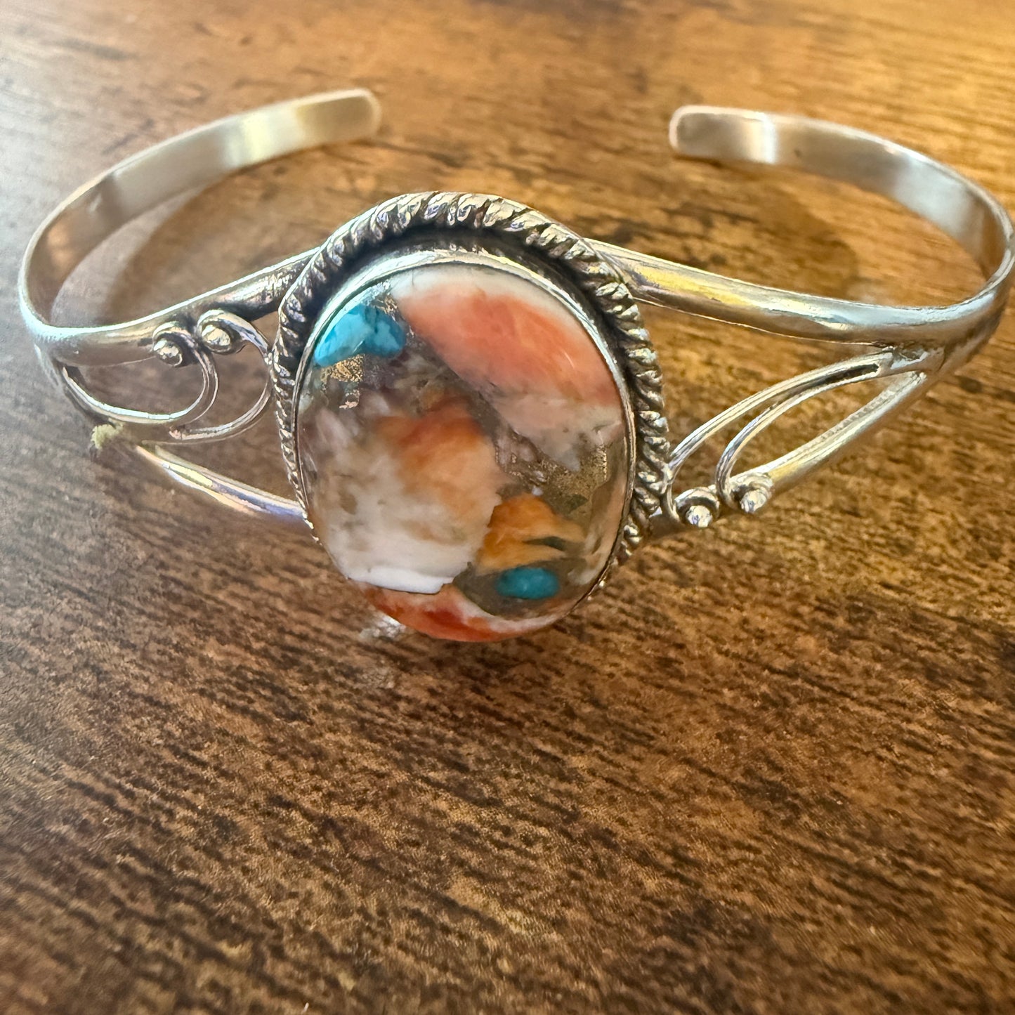 Sterling Silver Spiny Oyster Dahlia Bracelet Handcrafted