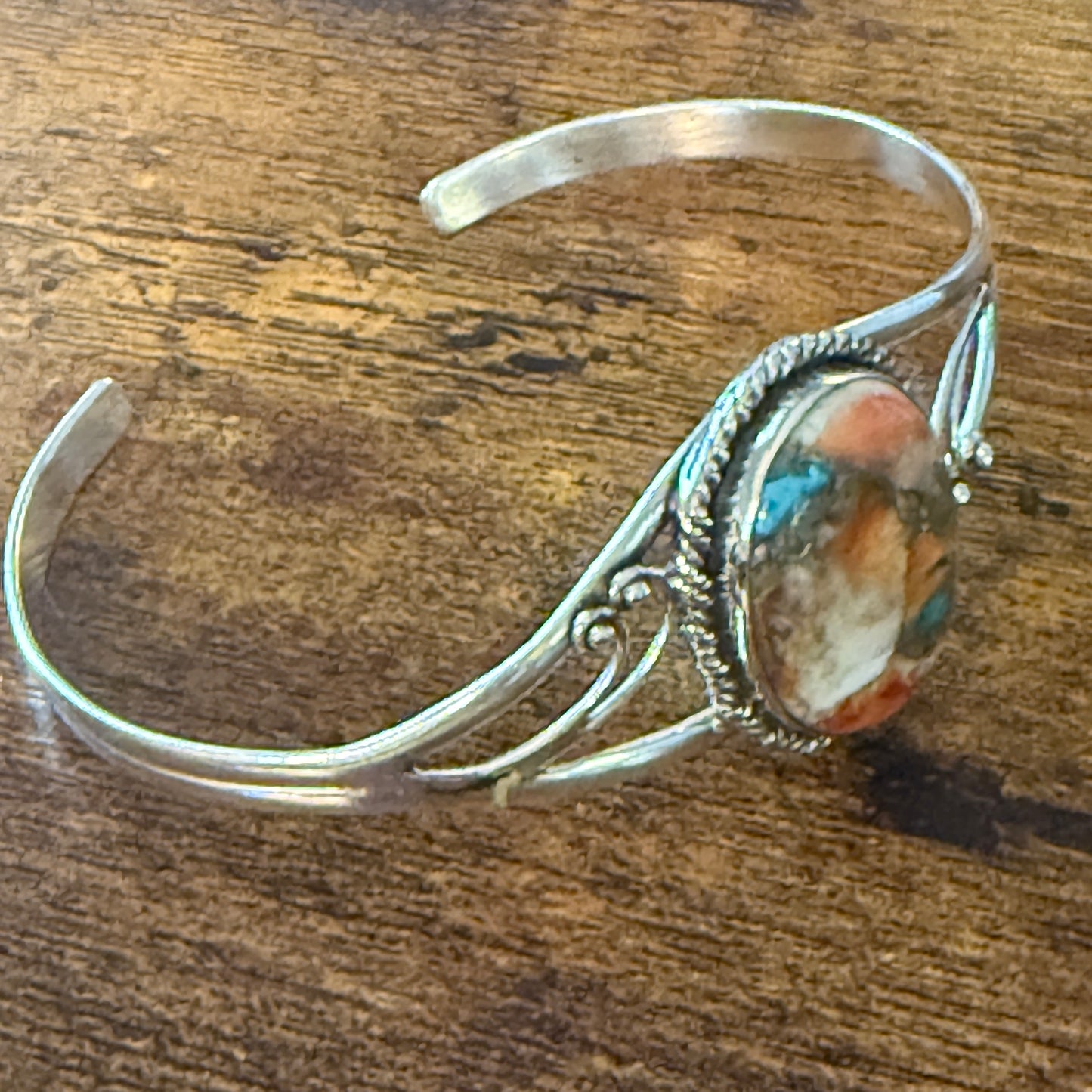 Sterling Silver Spiny Oyster Dahlia Bracelet Handcrafted