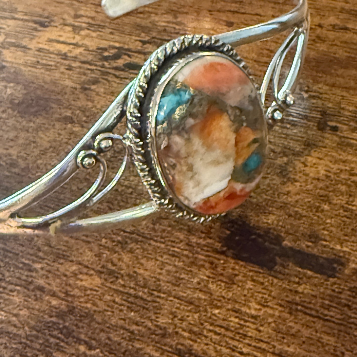 Sterling Silver Spiny Oyster Dahlia Bracelet Handcrafted