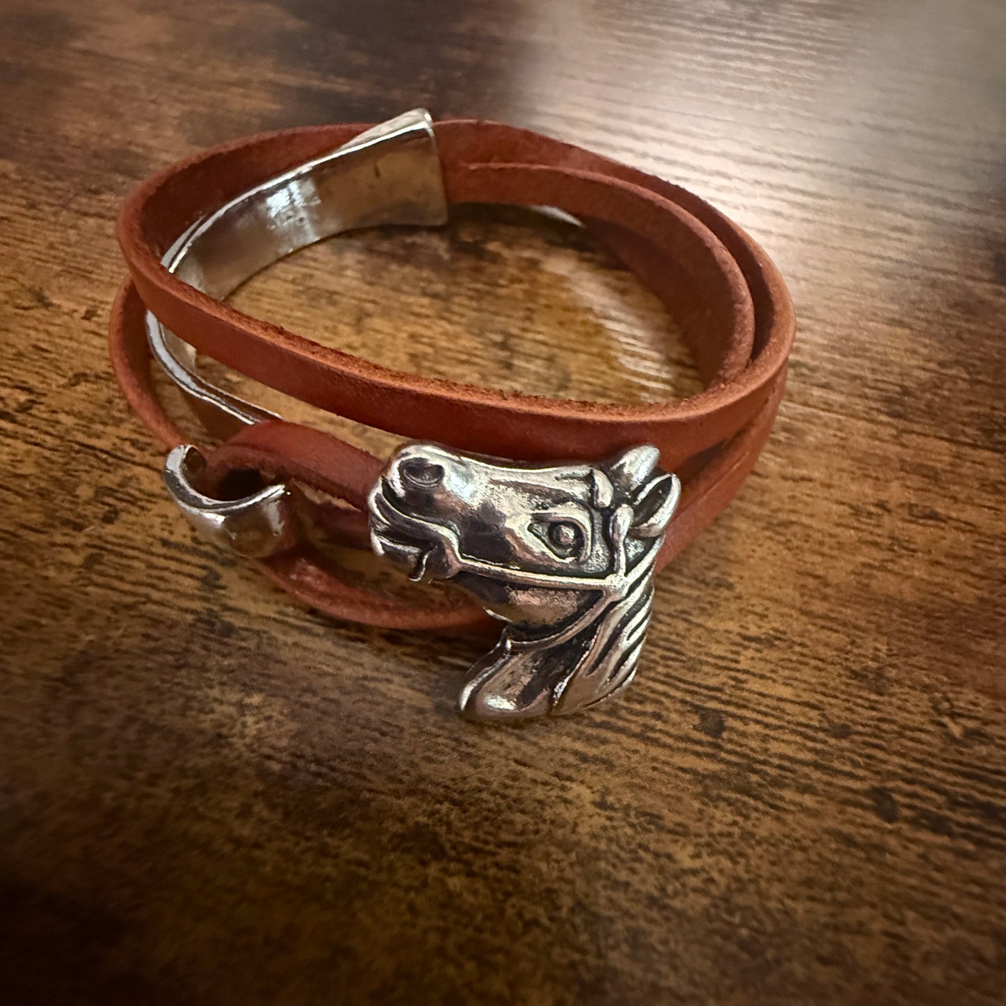 Handcrafted Estuarian Red Leather Cuff Bracelet With Adjustable Fit