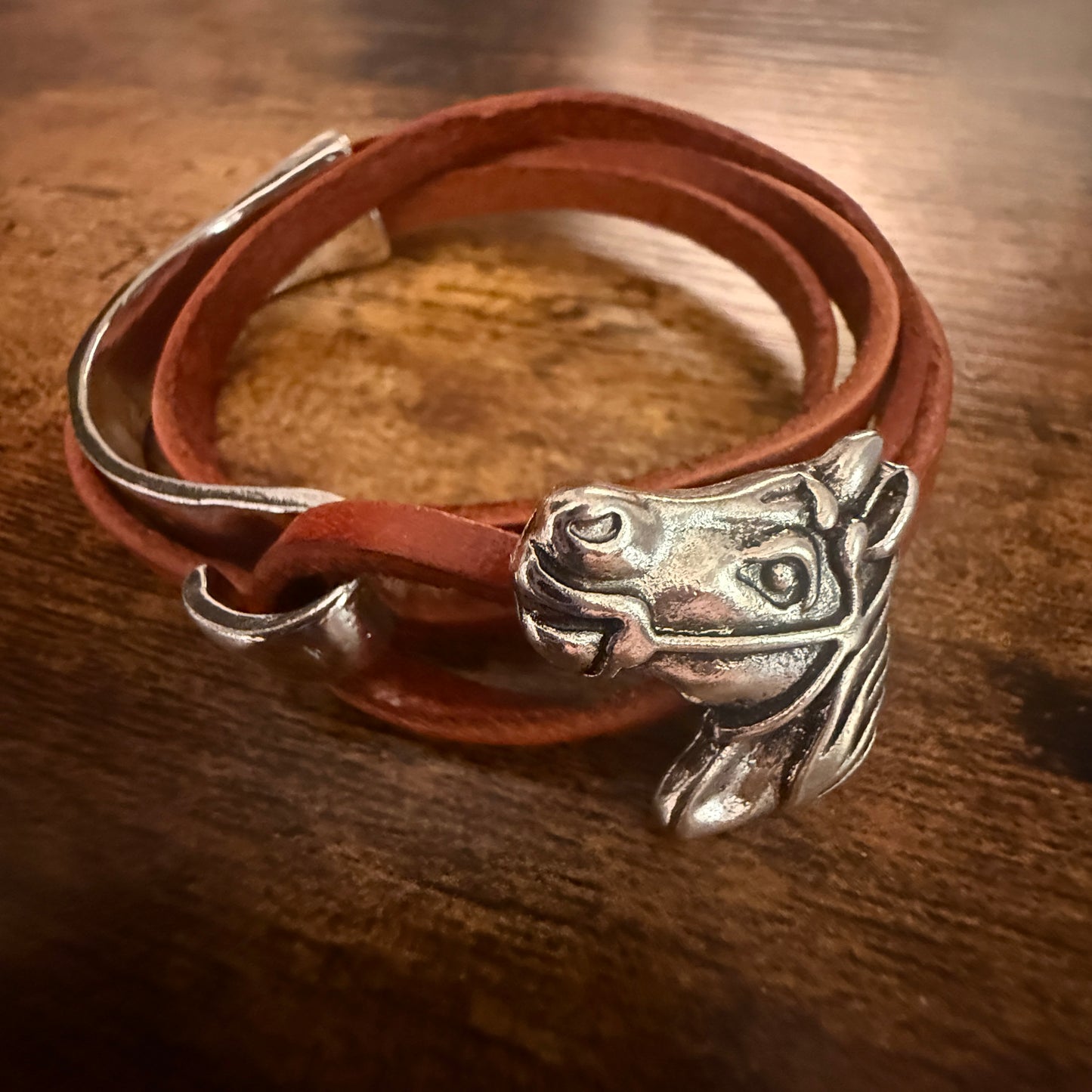 Handcrafted Estuarian Red Leather Cuff Bracelet With Adjustable Fit