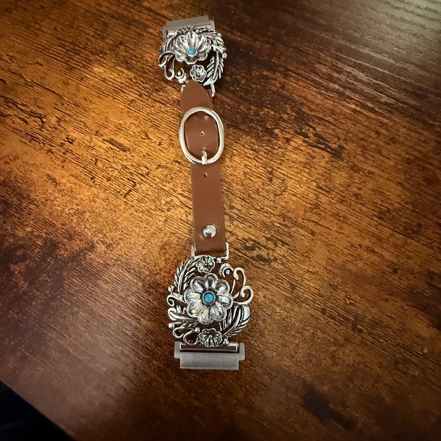 Handcrafted Cowgirl Apple Watch Band Turquoise Brown Leather