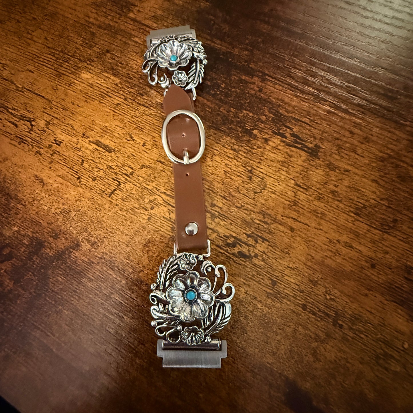 Handcrafted Cowgirl Apple Watch Band Turquoise Brown Leather