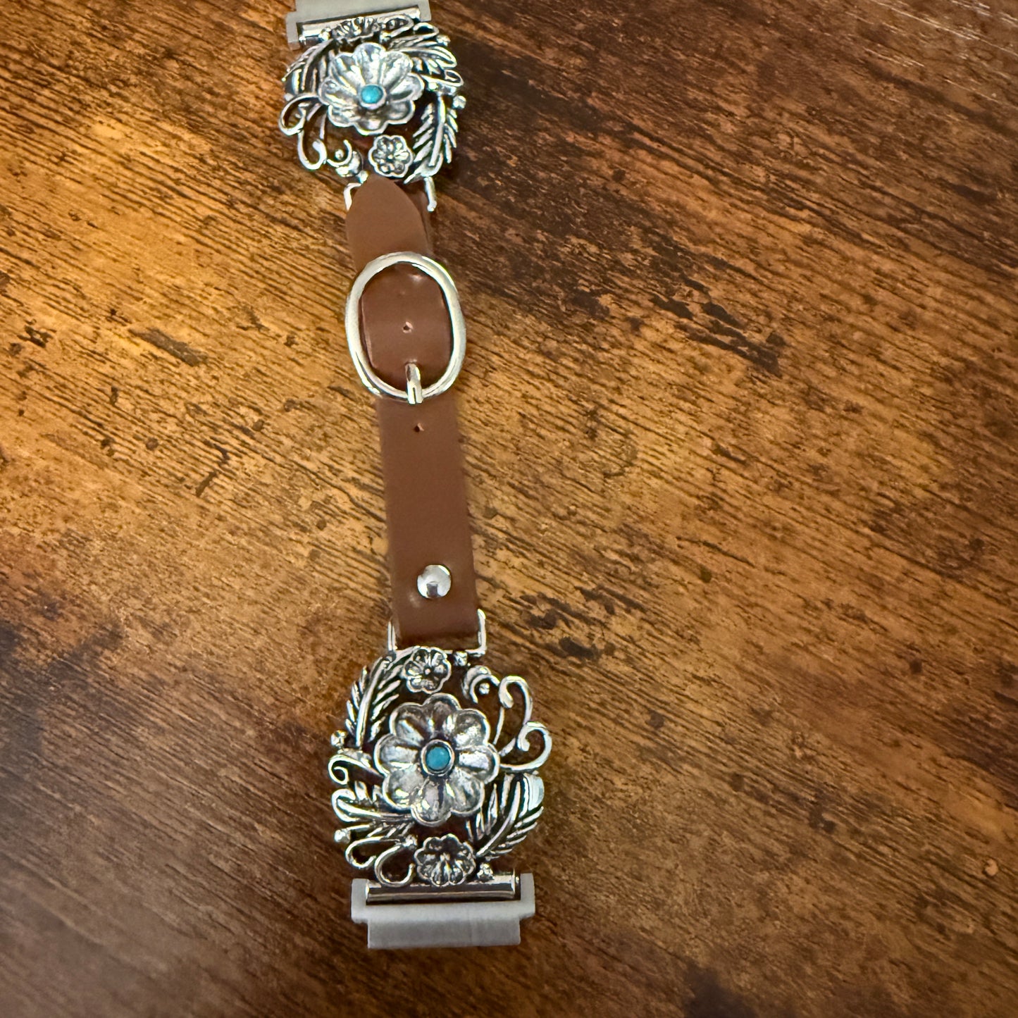 Handcrafted Cowgirl Apple Watch Band Turquoise Brown Leather