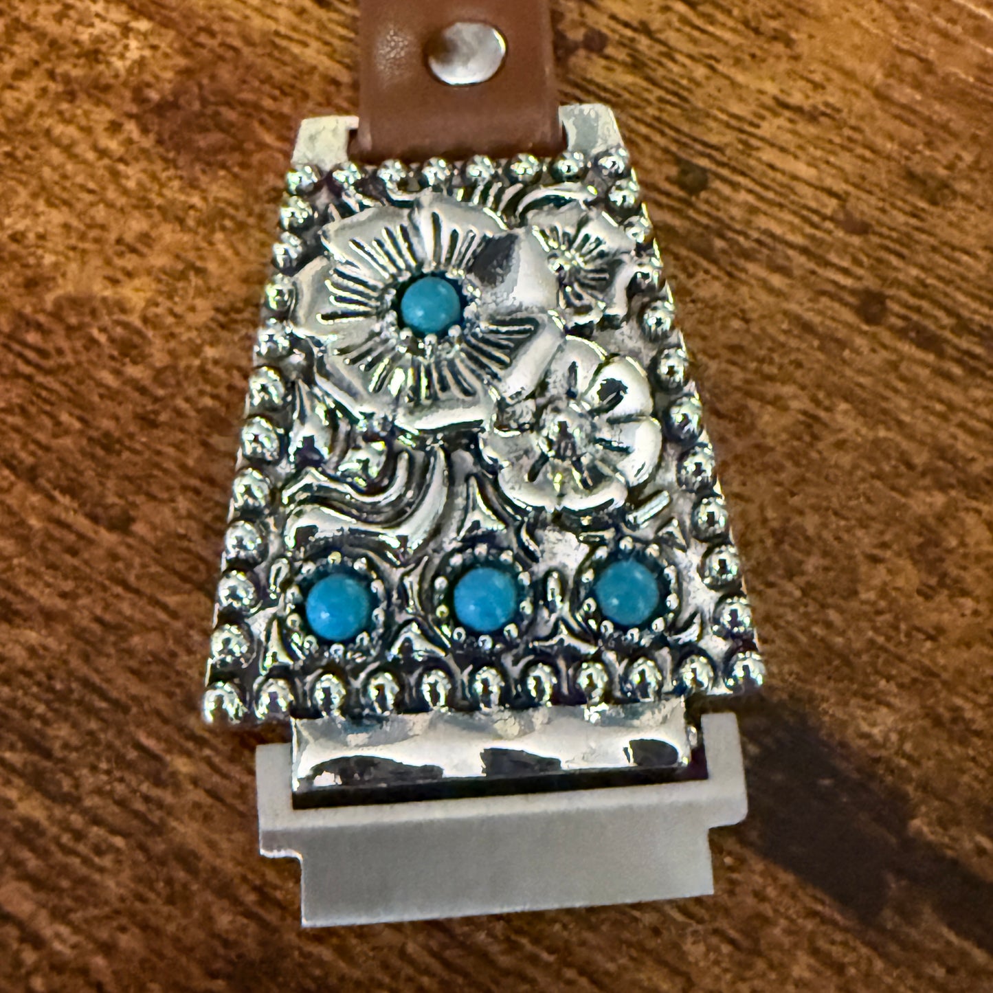 Handcrafted Cowgirl Apple Watch Band Floral Turquoise Brown Leather