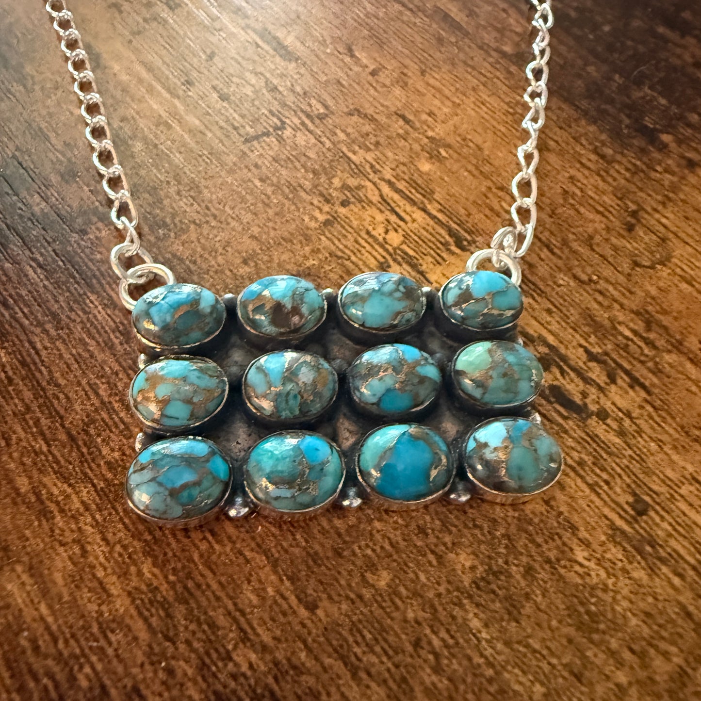 Kingman Blue Turquoise 925 Sterling Silver Necklace Handmade Gemstone