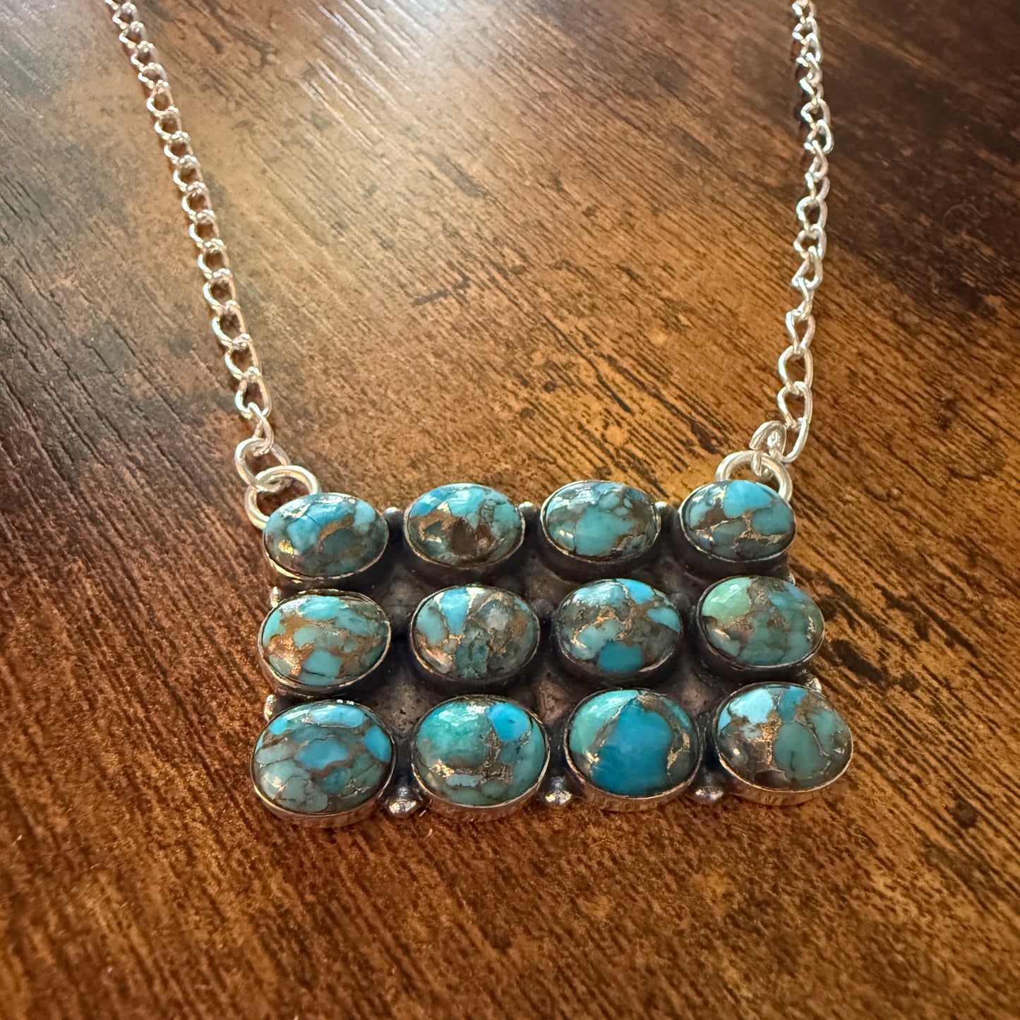 Kingman Blue Turquoise 925 Sterling Silver Necklace Handmade Gemstone