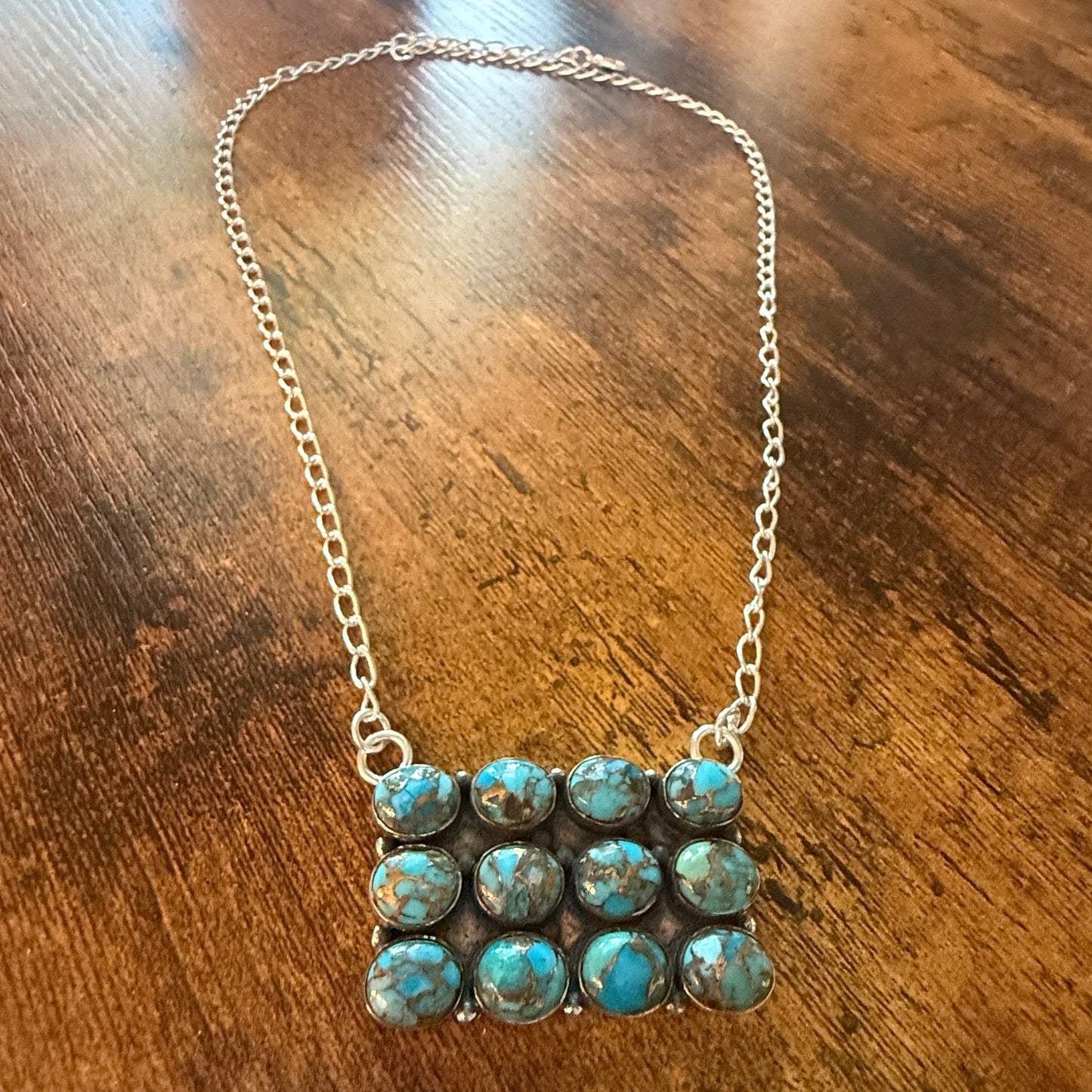 Kingman Blue Turquoise 925 Sterling Silver Necklace Handmade Gemstone