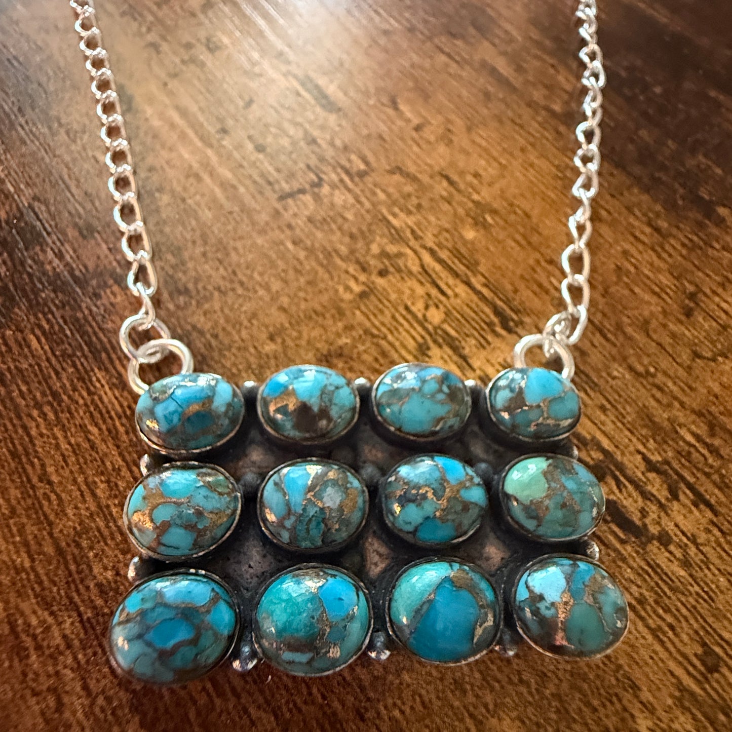 Kingman Blue Turquoise 925 Sterling Silver Necklace Handmade Gemstone