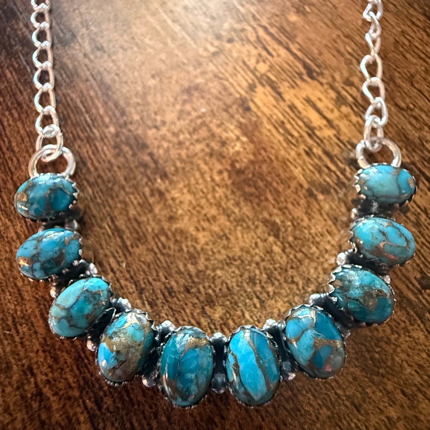 Kingman Turquoise Necklace In 925 Sterling Silver Handmade Jewelry