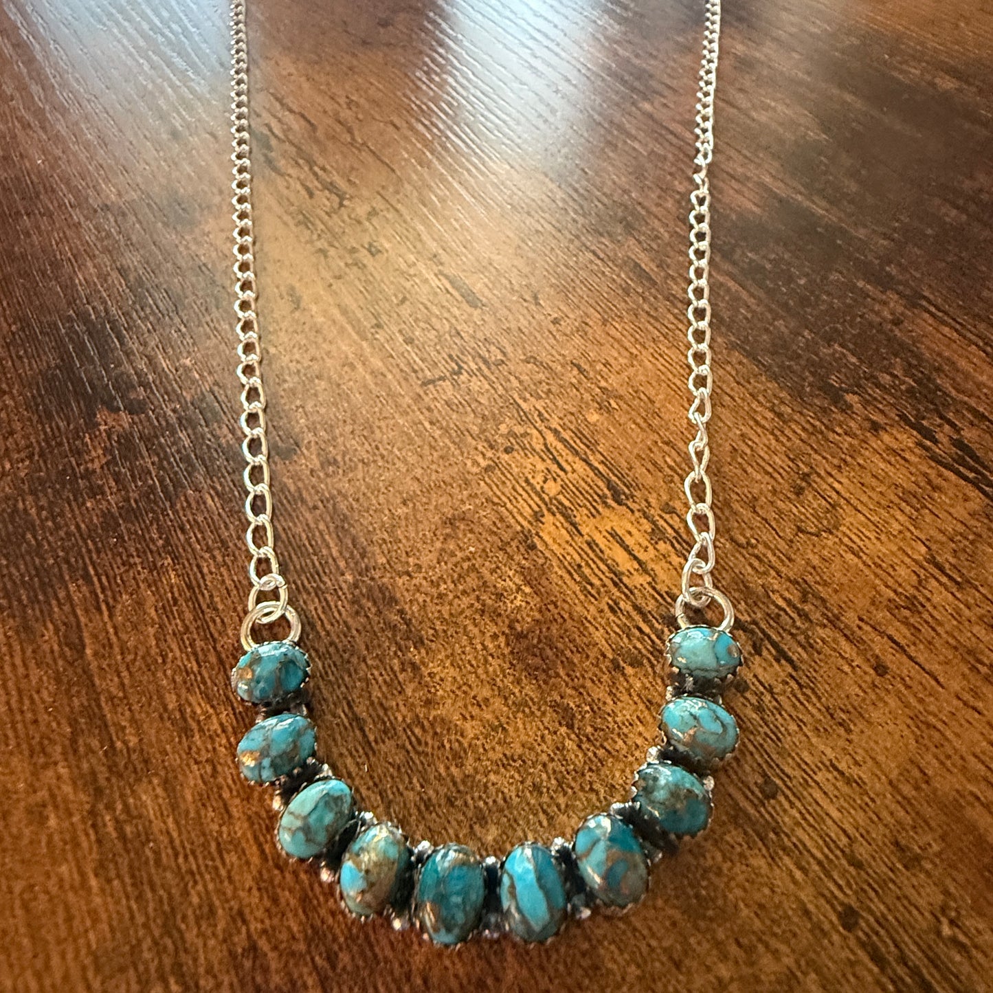 Kingman Turquoise Necklace In 925 Sterling Silver Handmade Jewelry