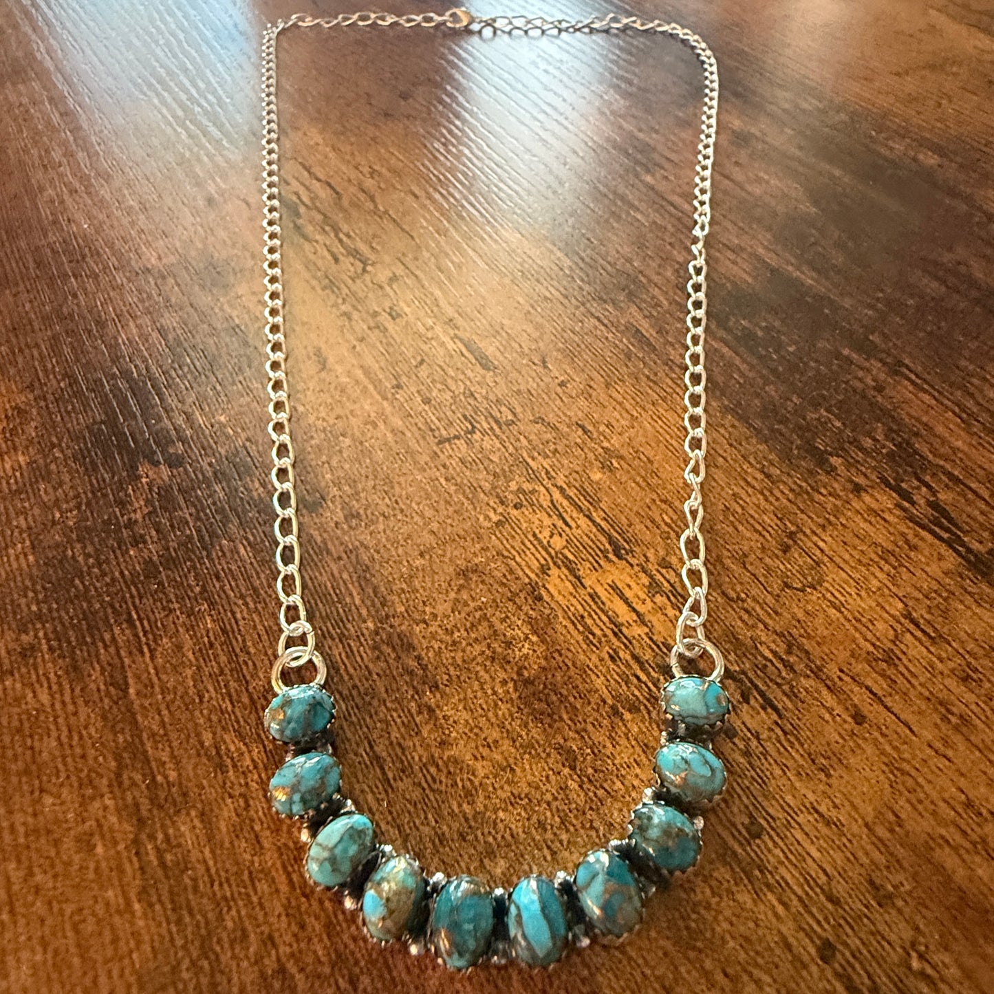 Kingman Turquoise Necklace In 925 Sterling Silver Handmade Jewelry