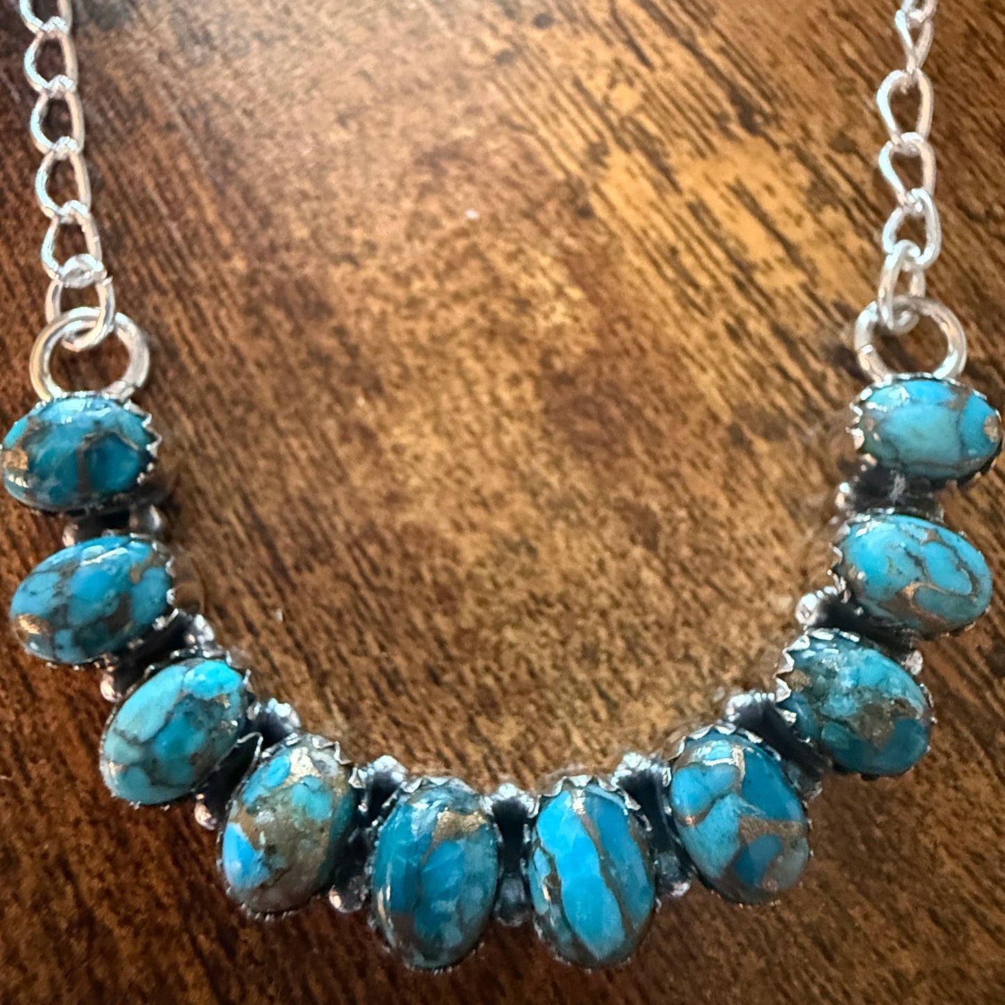 Kingman Turquoise Necklace In 925 Sterling Silver Handmade Jewelry