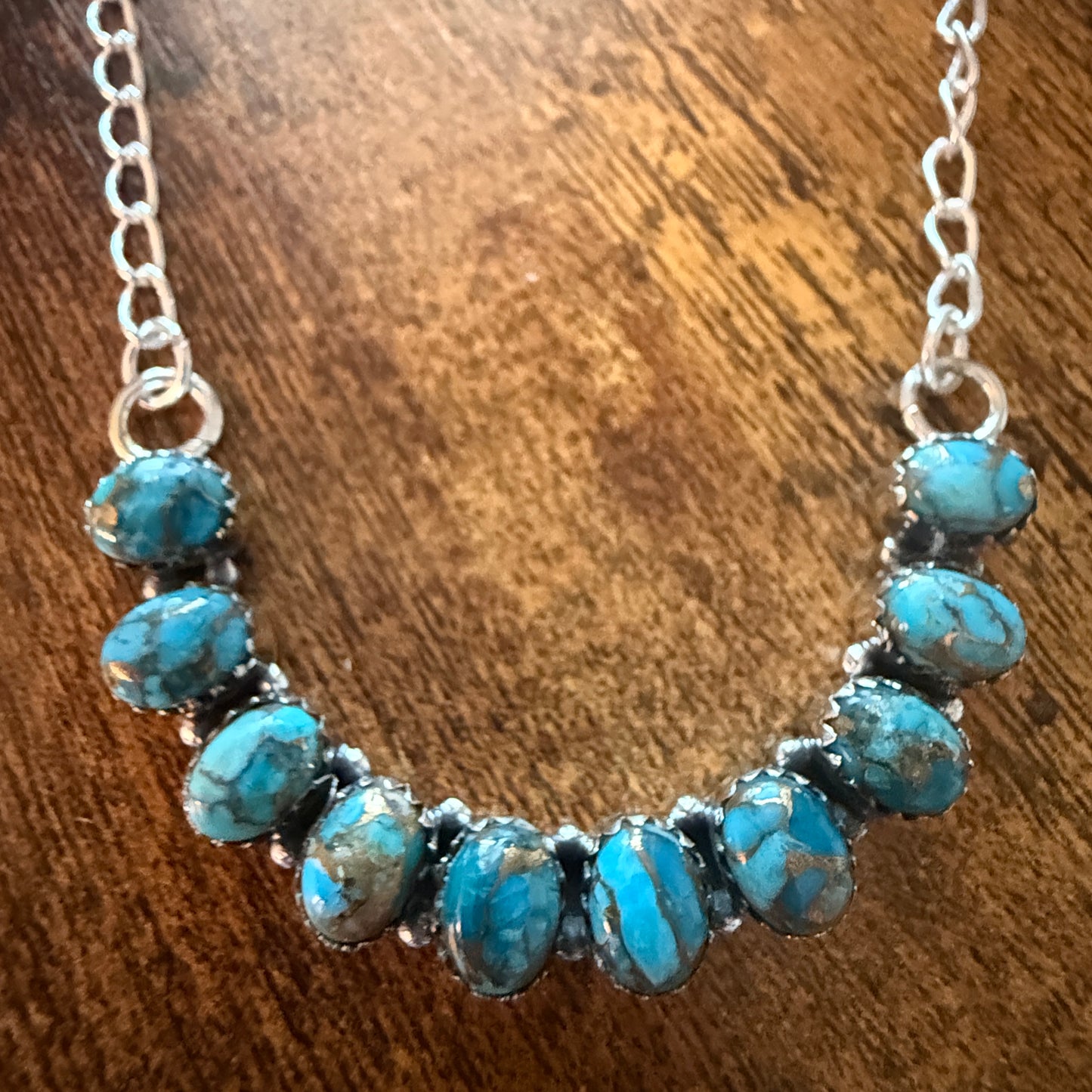Kingman Turquoise Necklace In 925 Sterling Silver Handmade Jewelry