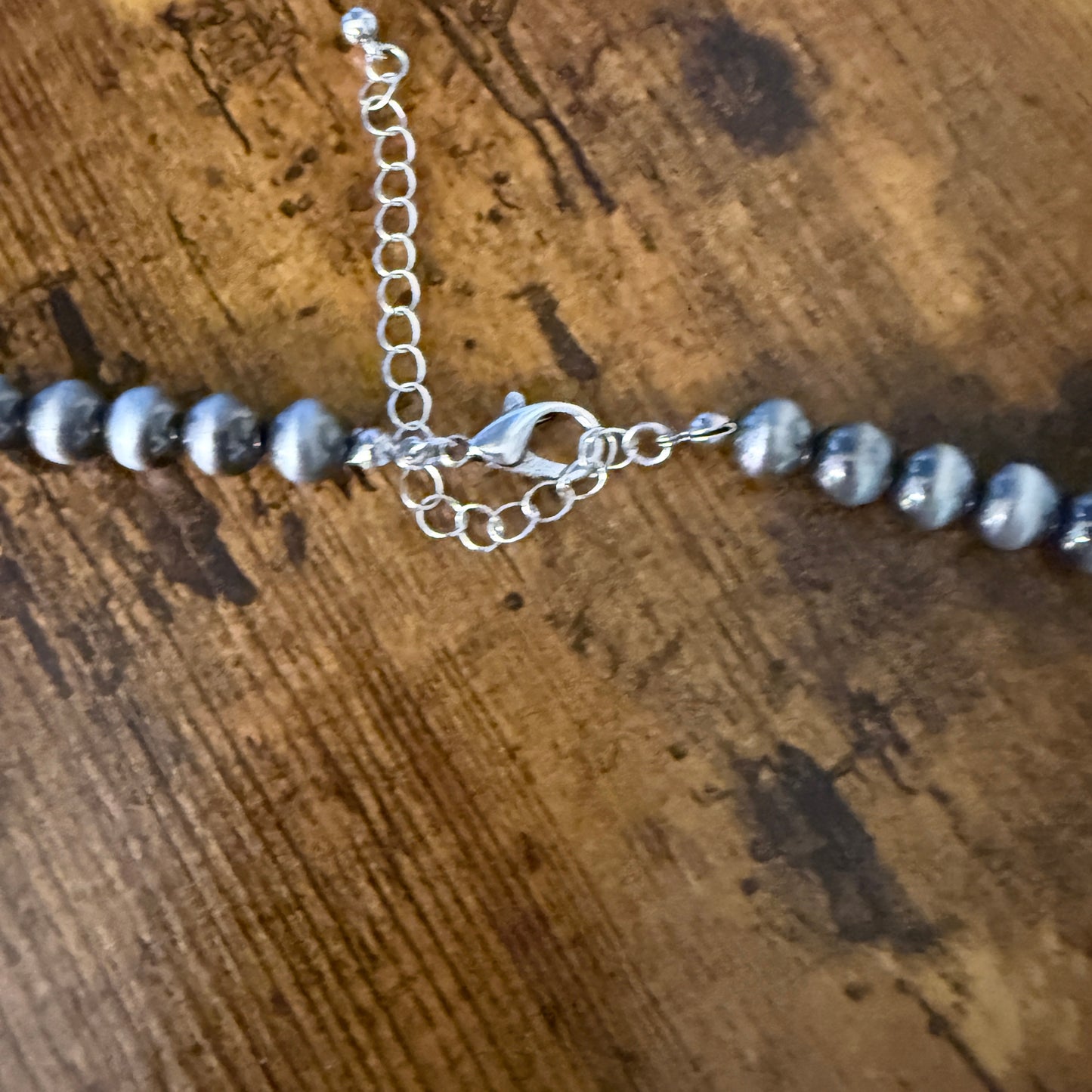 Turquoise Squash Pearl Necklace Mixed Metals 24 Inch Handcrafted