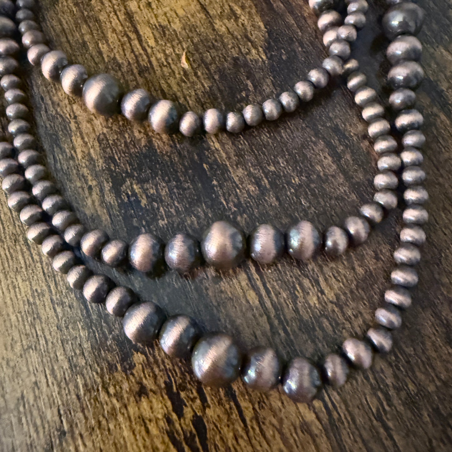 Handcrafted Copper Pearl Beads Necklace 60 Inch Multi Strand Style
