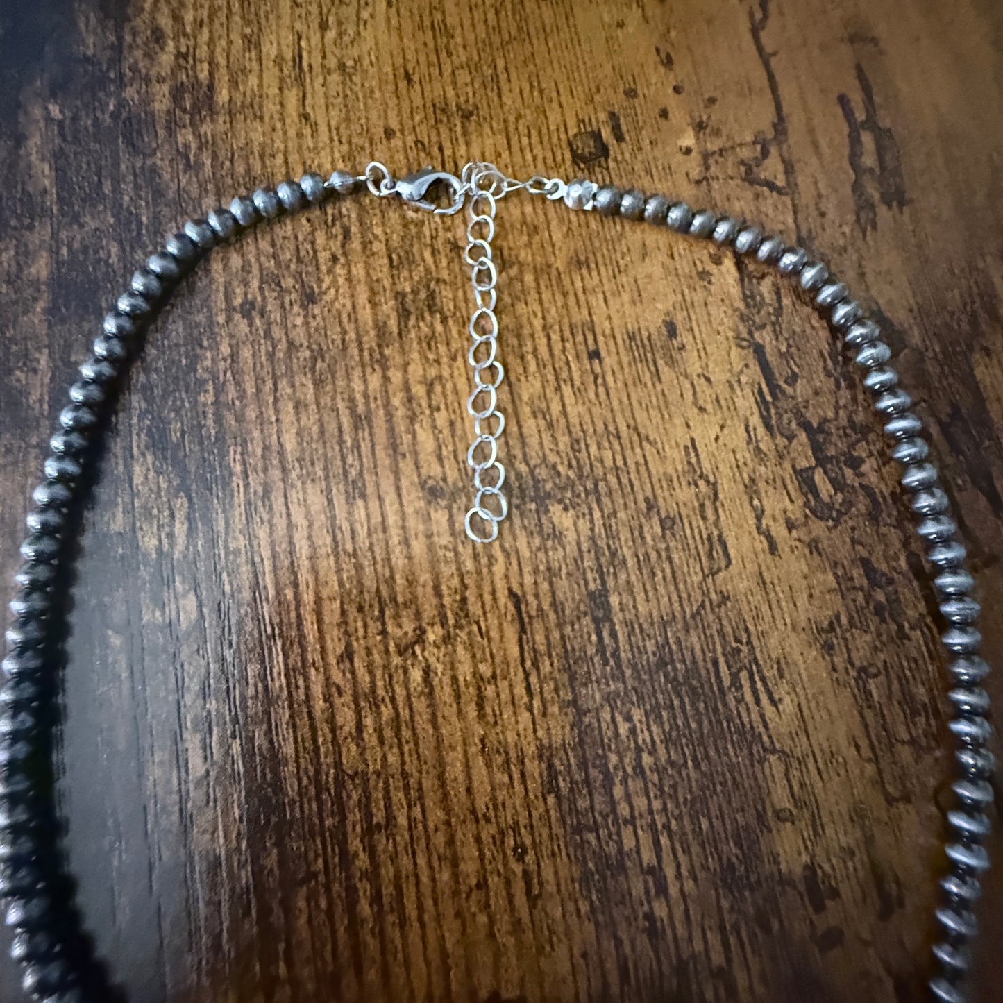 Yuengling Beer Cowgirl Western 4mm Silver Pearl Beads Choker Necklace