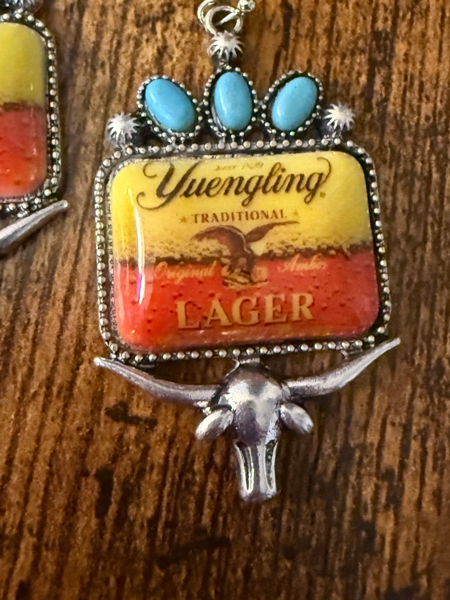 Western Cowgirl Yuengling Lager Drop Wire Earrings Mixed Metals