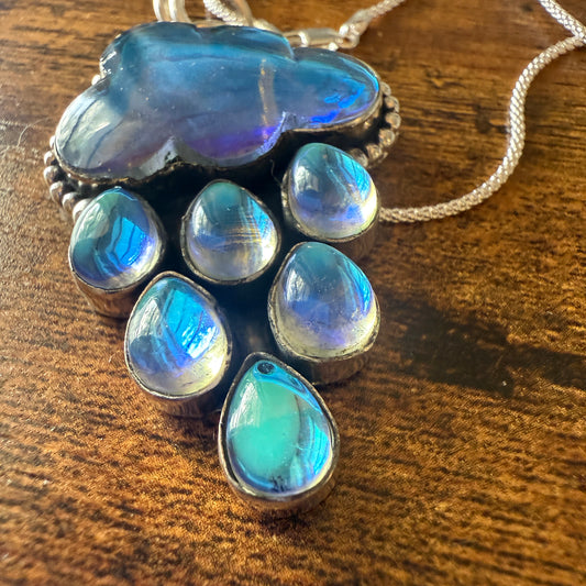 Angel Aura Quartz Cloud Pendant on 18 Inch Sterling Silver Chain