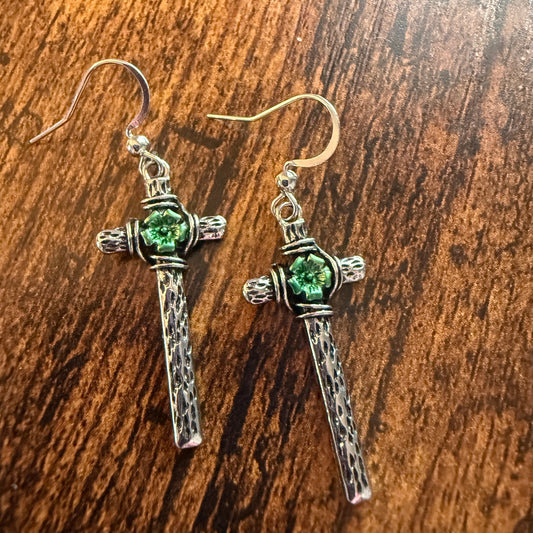 Western Cowgirl Cross Wire Earrings in Mixed Metals for a Western Chic Look