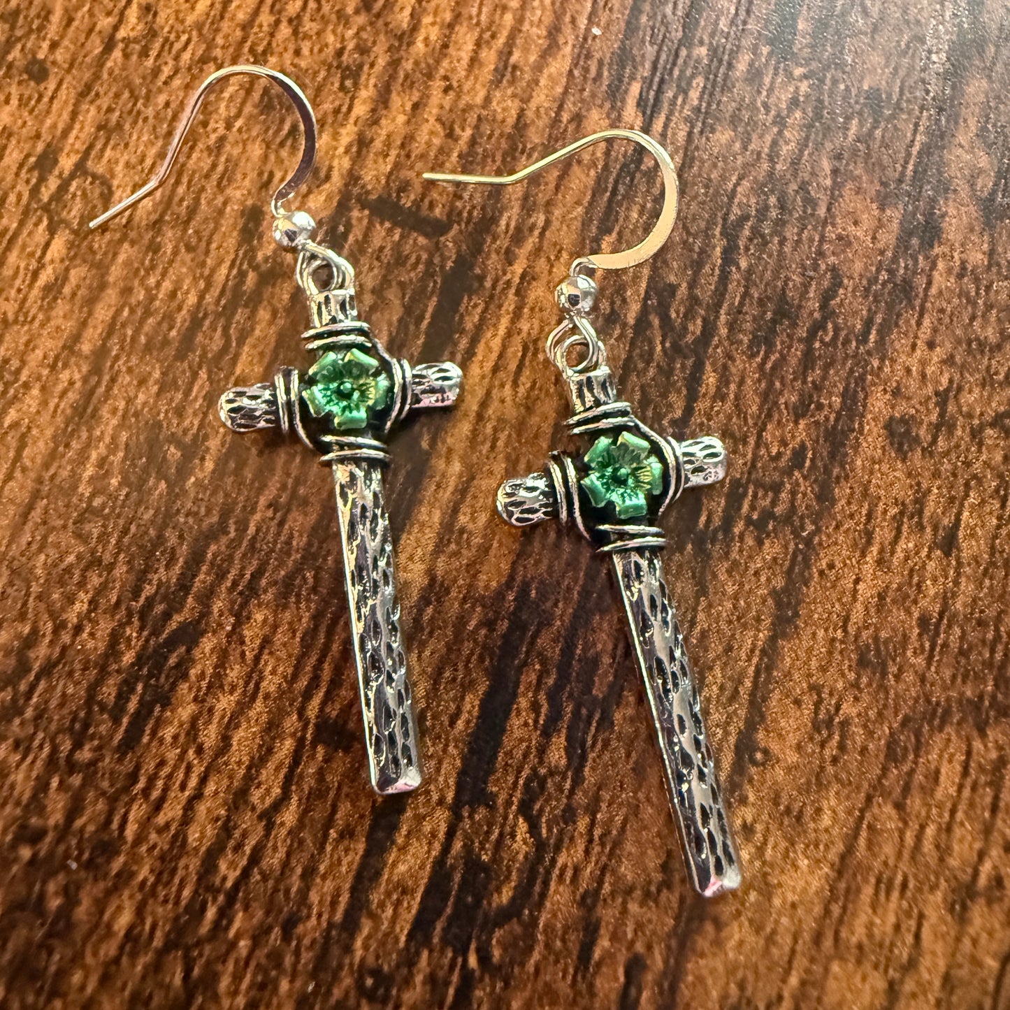 Western Cowgirl Cross Wire Earrings in Mixed Metals for a Western Chic Look