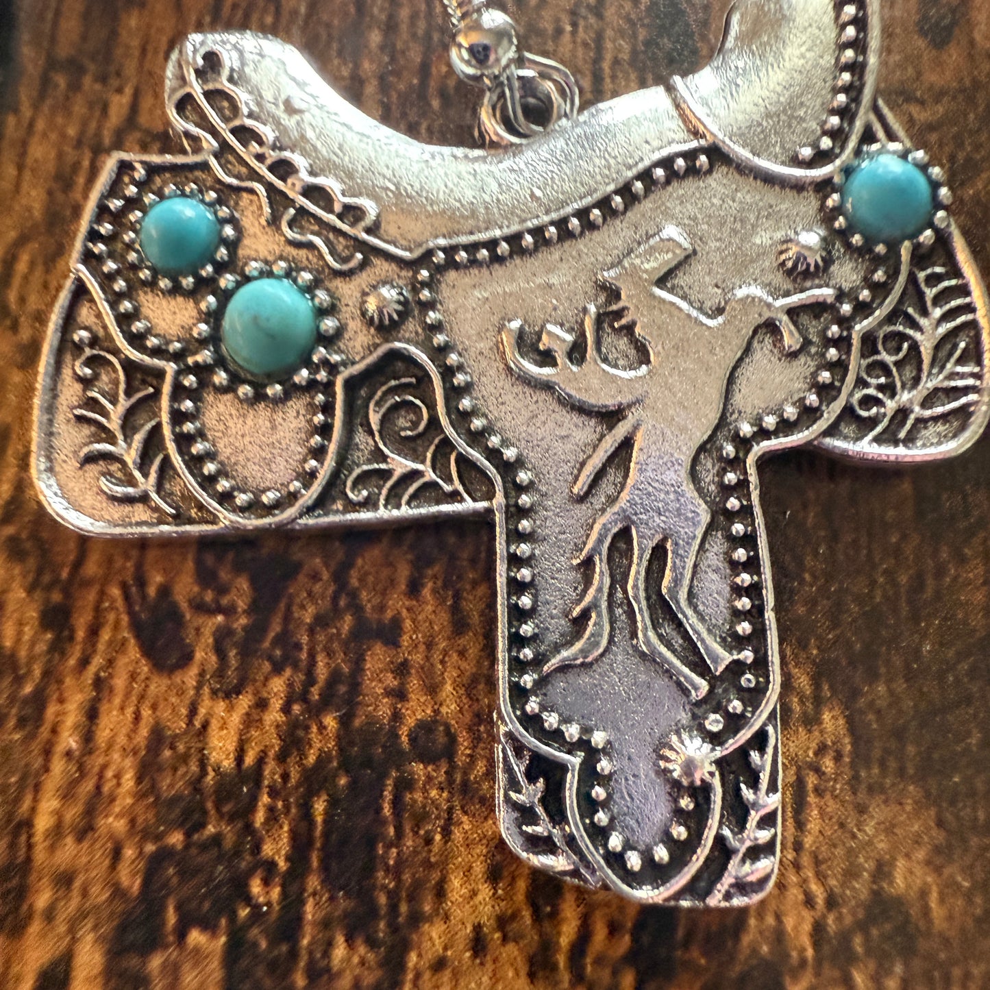 Western Cowgirl Turquoise Saddle Up Wire Drop Earrings With Mixed Metals