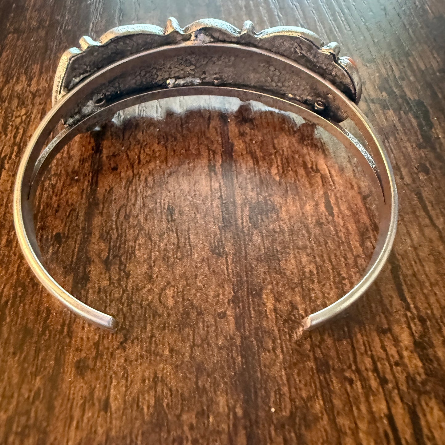 Western Cowgirl Faux Coral Gemstone Cuff Bangle, Mixed Metals WildWestBoho