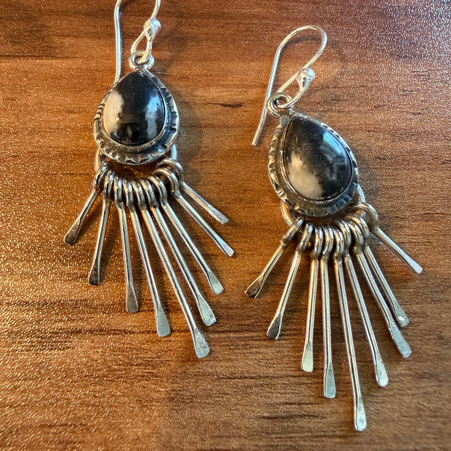White Buffalo Turquoise Sterling Silver Dangle Earrings 2.7 Inches Silver Elegant